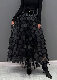 Elegant Black Dot Skirt Fall