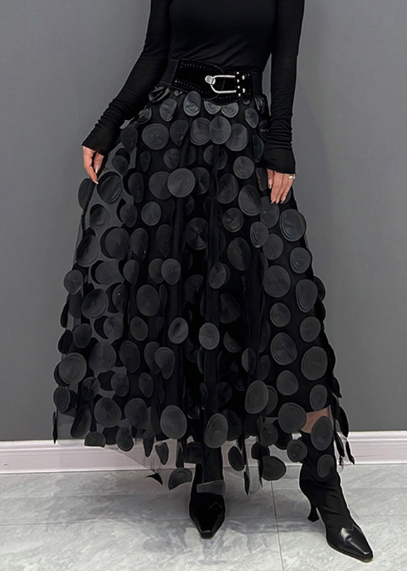 Elegant Black Dot Skirt Fall