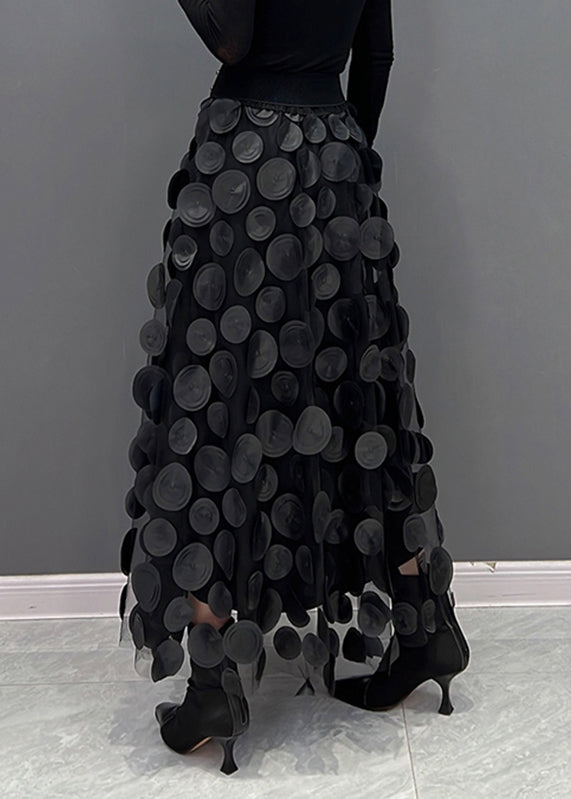 Elegant Black Dot Skirt Fall
