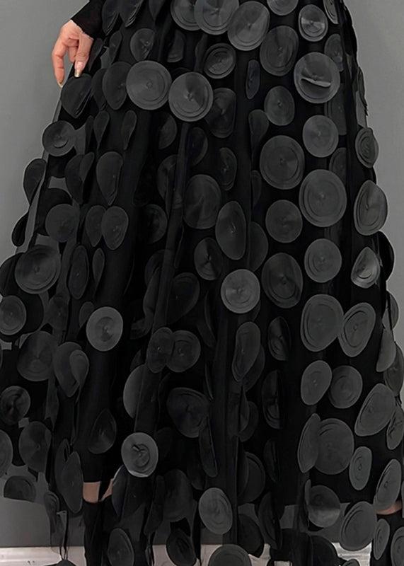 Elegant Black Dot Skirt Fall
