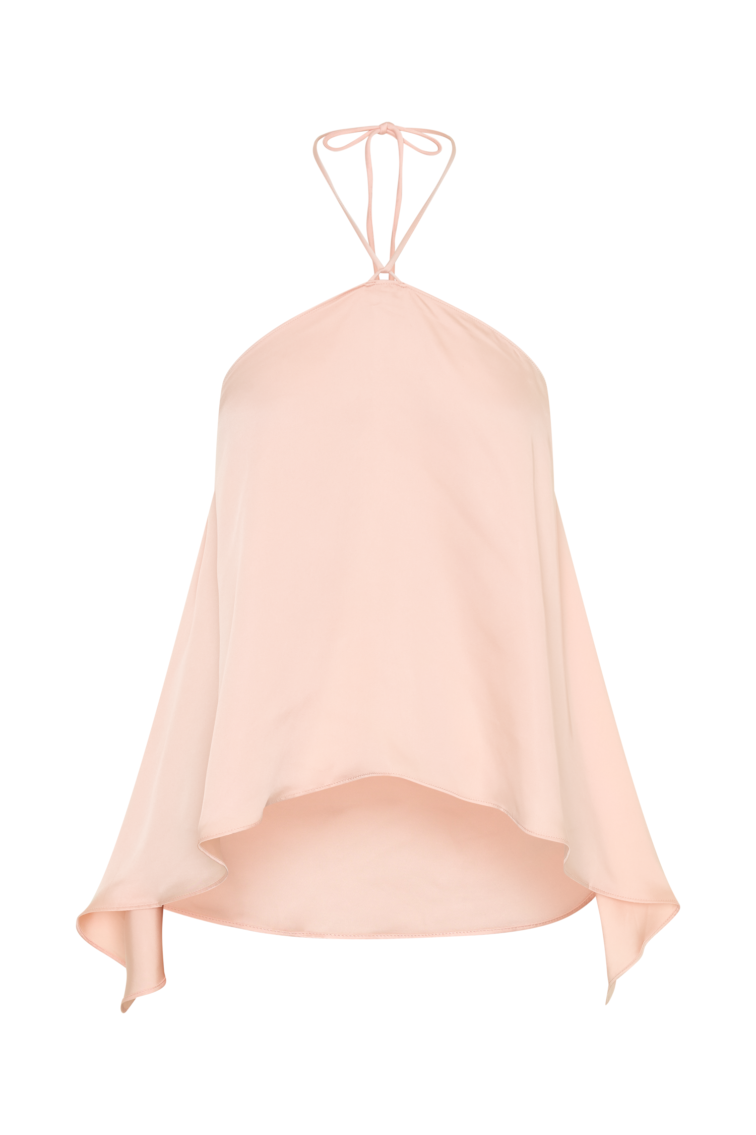 Angelina Draped Satin Halter Top - Peach