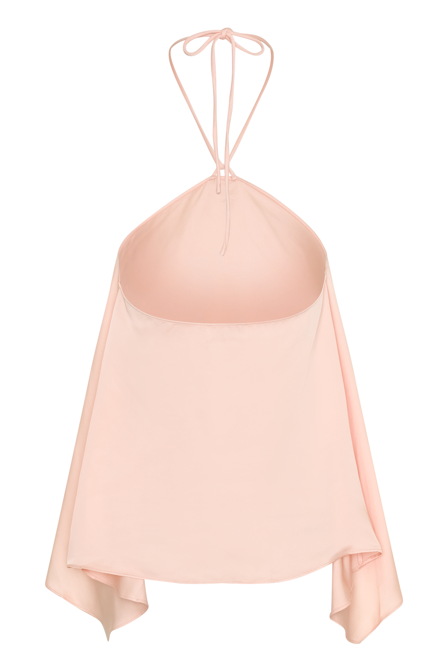 Angelina Draped Satin Halter Top - Peach