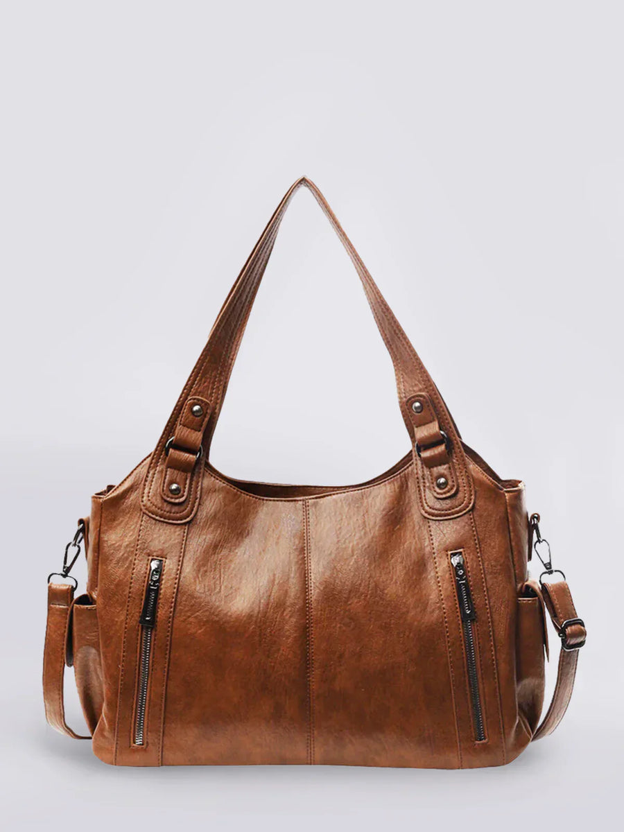 Luxe Zip Leather Shoulder Bag
