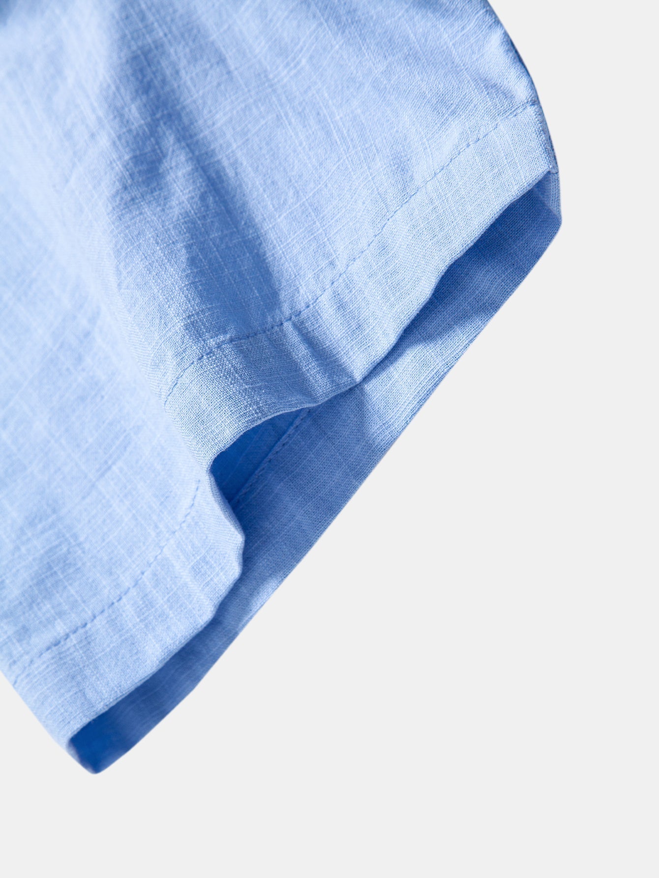 Short Sleeve Linen Look Stand Collar Shirt & Crinkle Textured Straight Leg Pants