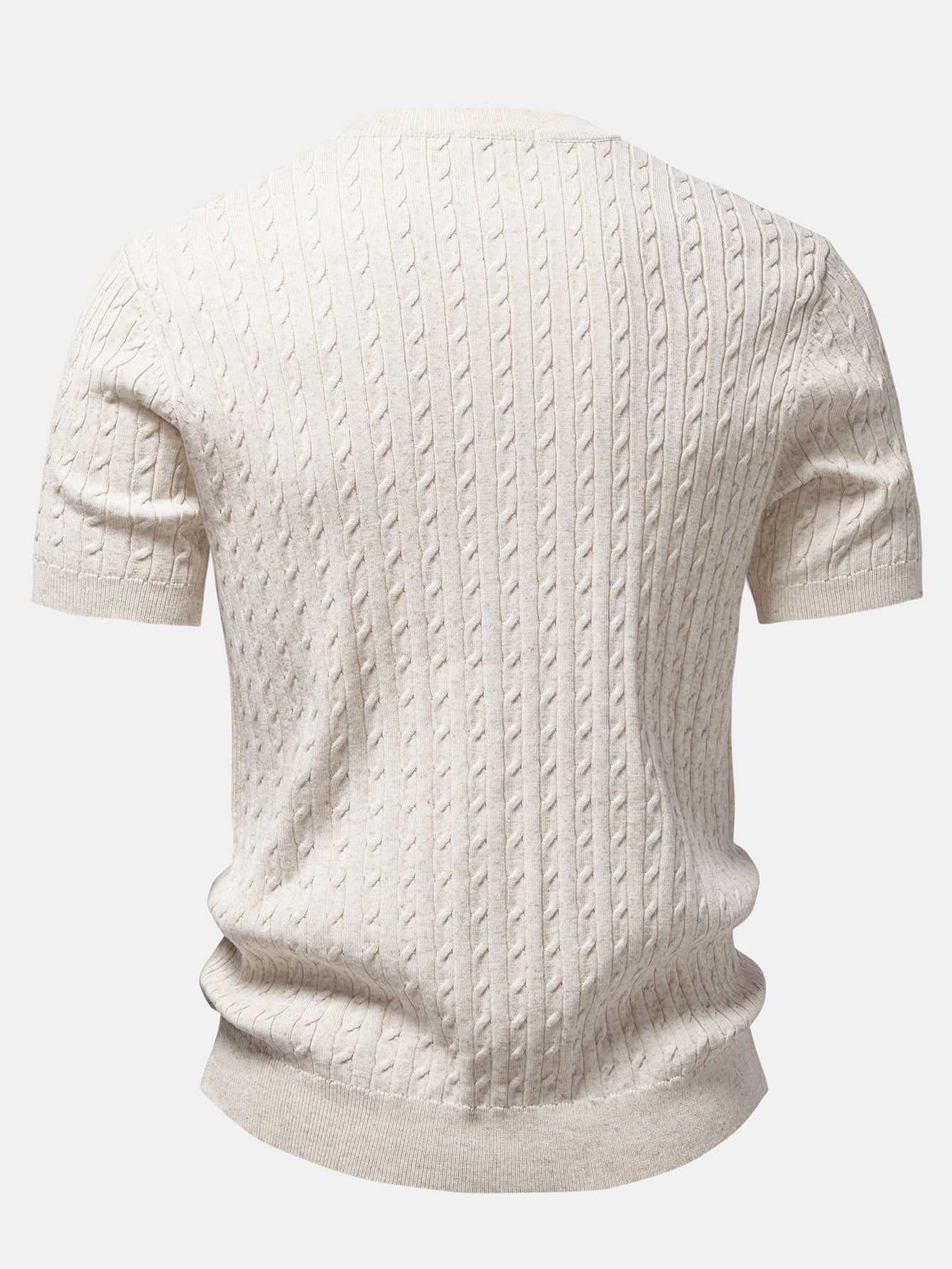 Twisted Jacquard Crew Neck Button Up Knit Shirt & Slim Fit Tapered Trousers