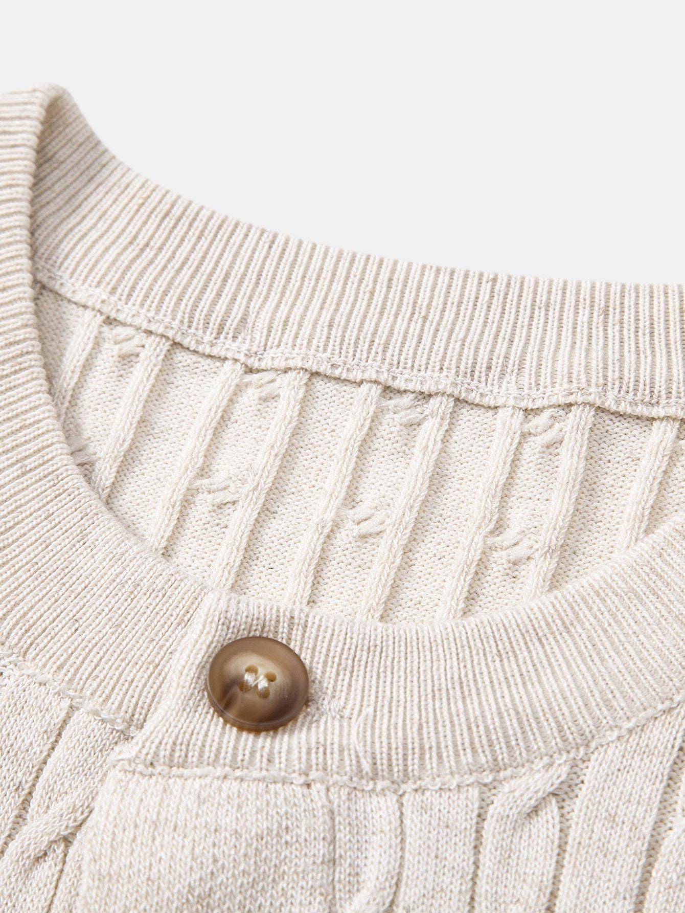 Twisted Jacquard Crew Neck Button Up Knit Shirt & Slim Fit Tapered Trousers