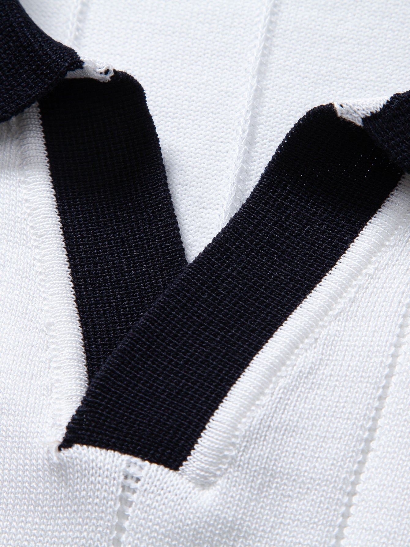 Contrast Trim Ribbed Johnny Collar Knit Polo & Elastic Waist Straight Leg Trousers