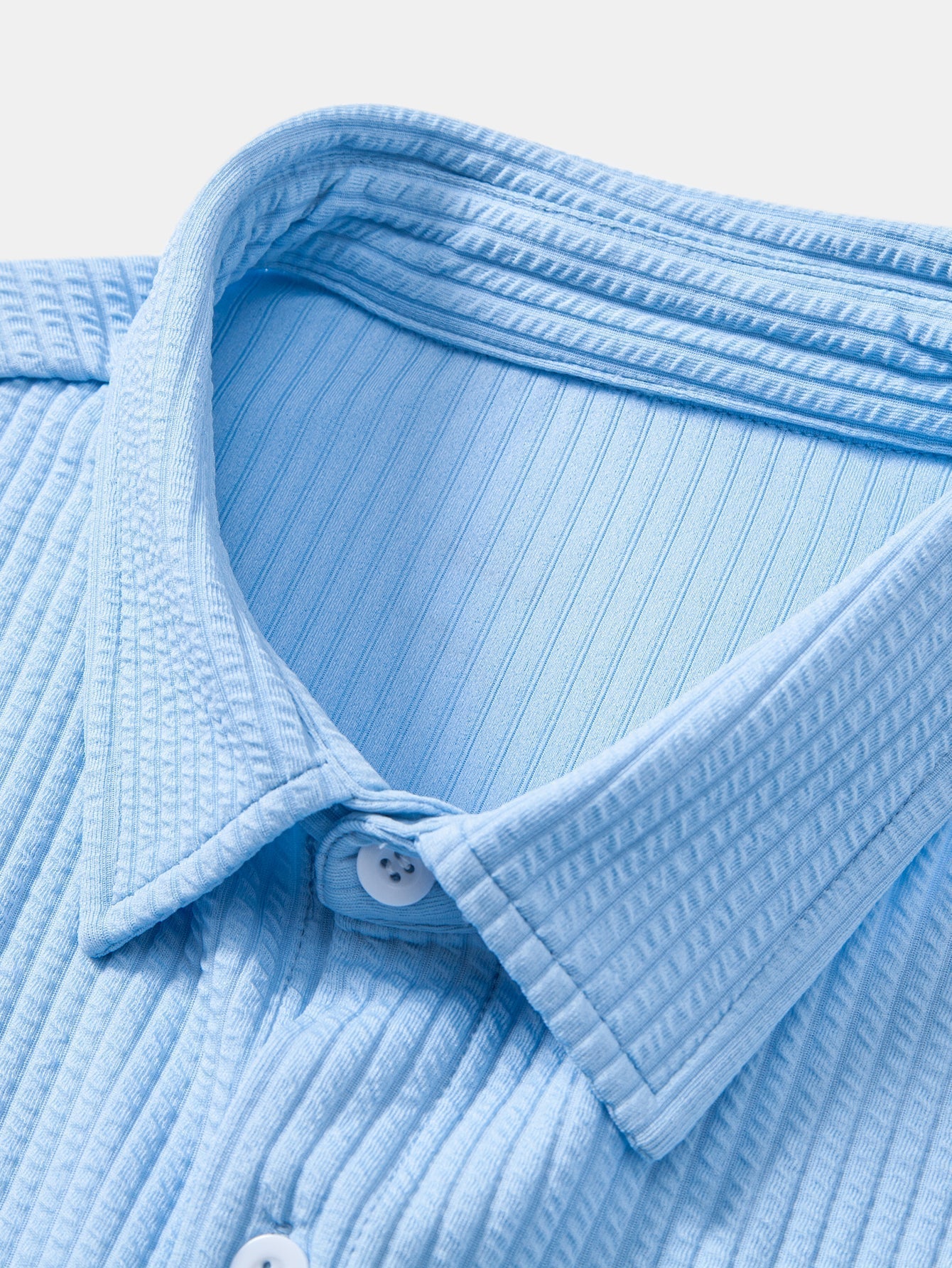 Ribbed Long Sleeve Muscle-Fit Button-Up Shirt