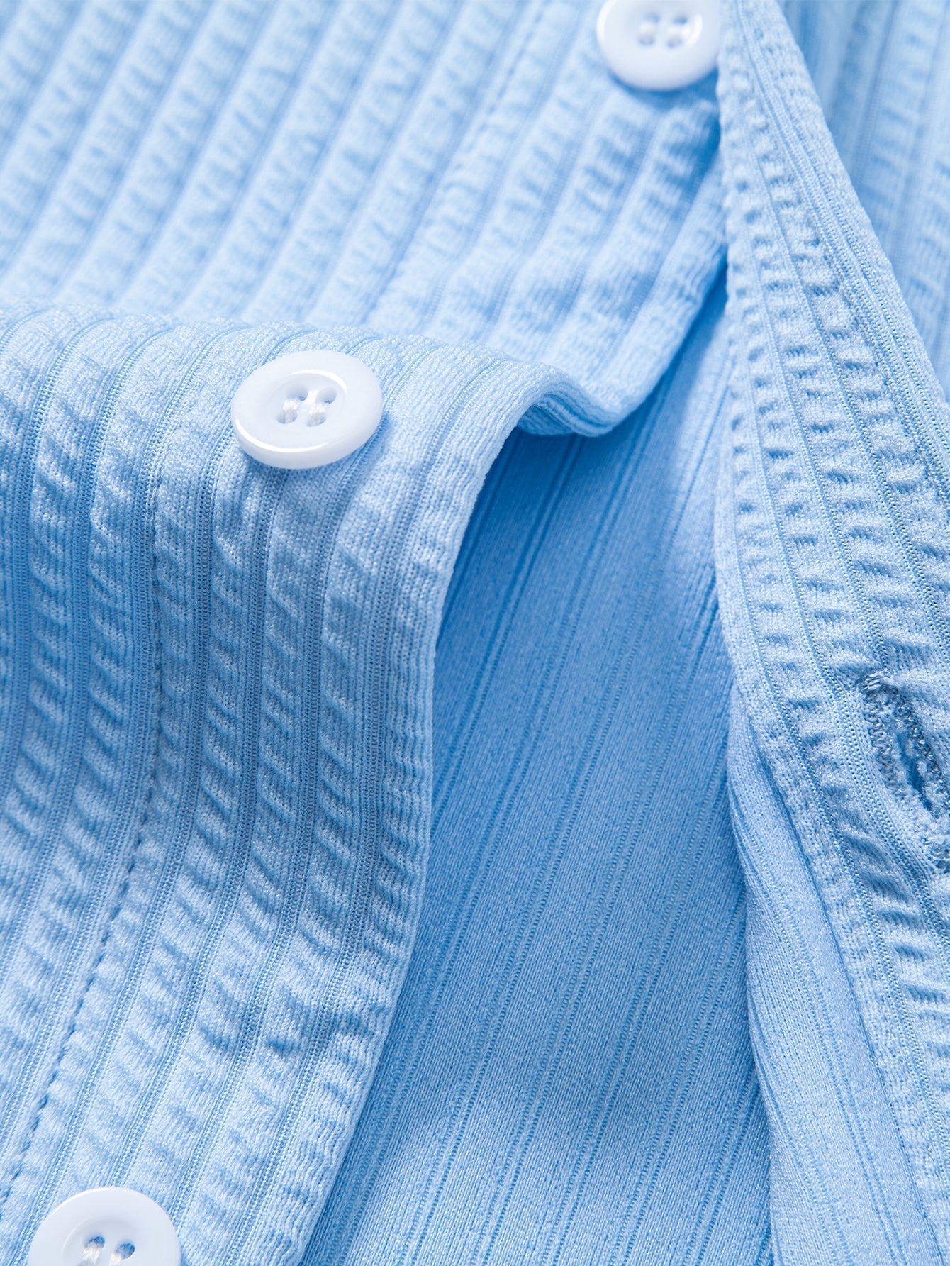 Ribbed Long Sleeve Muscle-Fit Button-Up Shirt