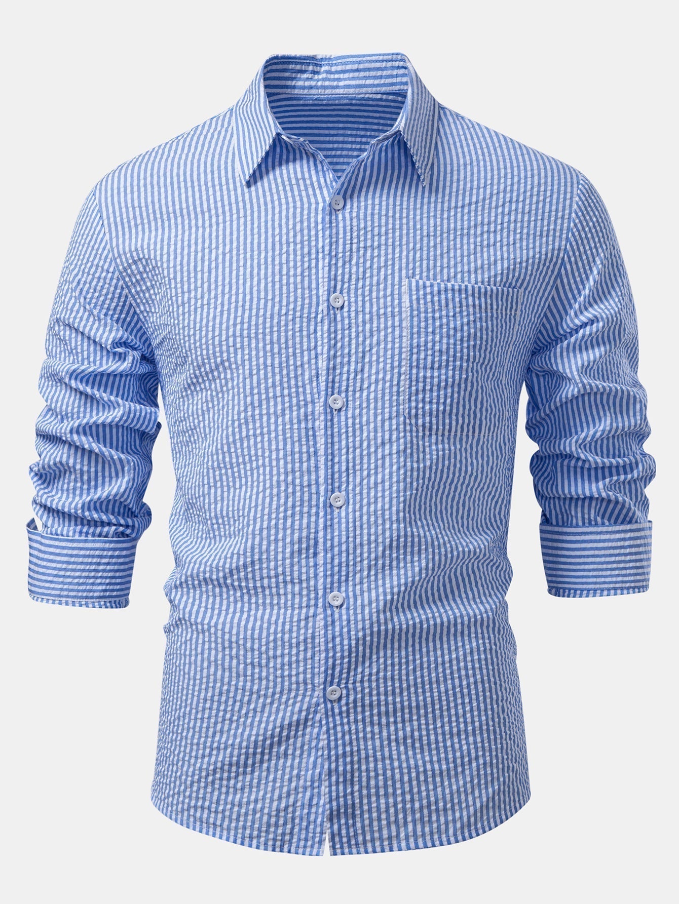 Striped Button-Up Seersucker Shirt