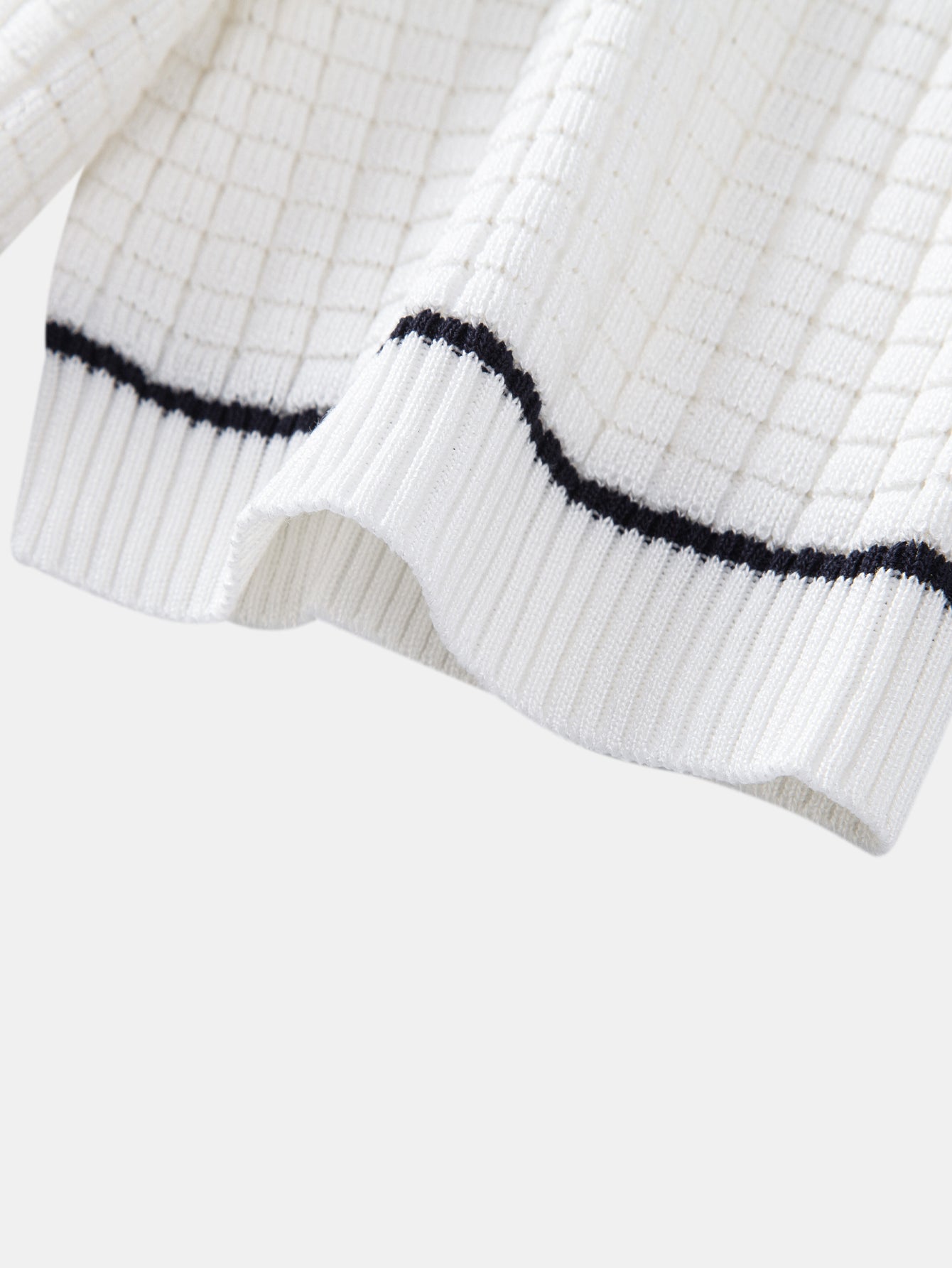 Contrast Trim Waffle Zipper Knit Polo & Slim Fit Tapered Trousers