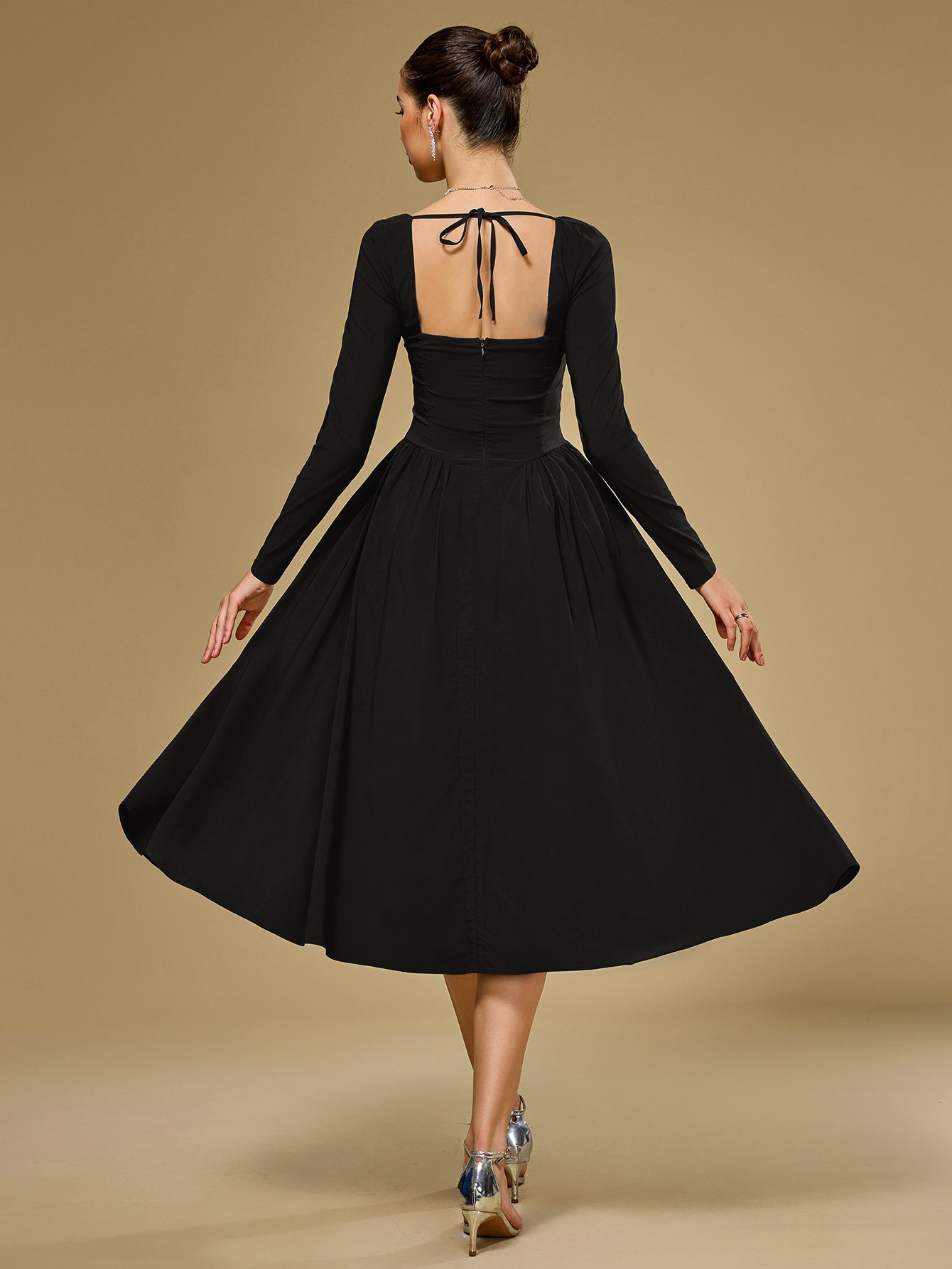 Long Sleeve Tie Back Dress