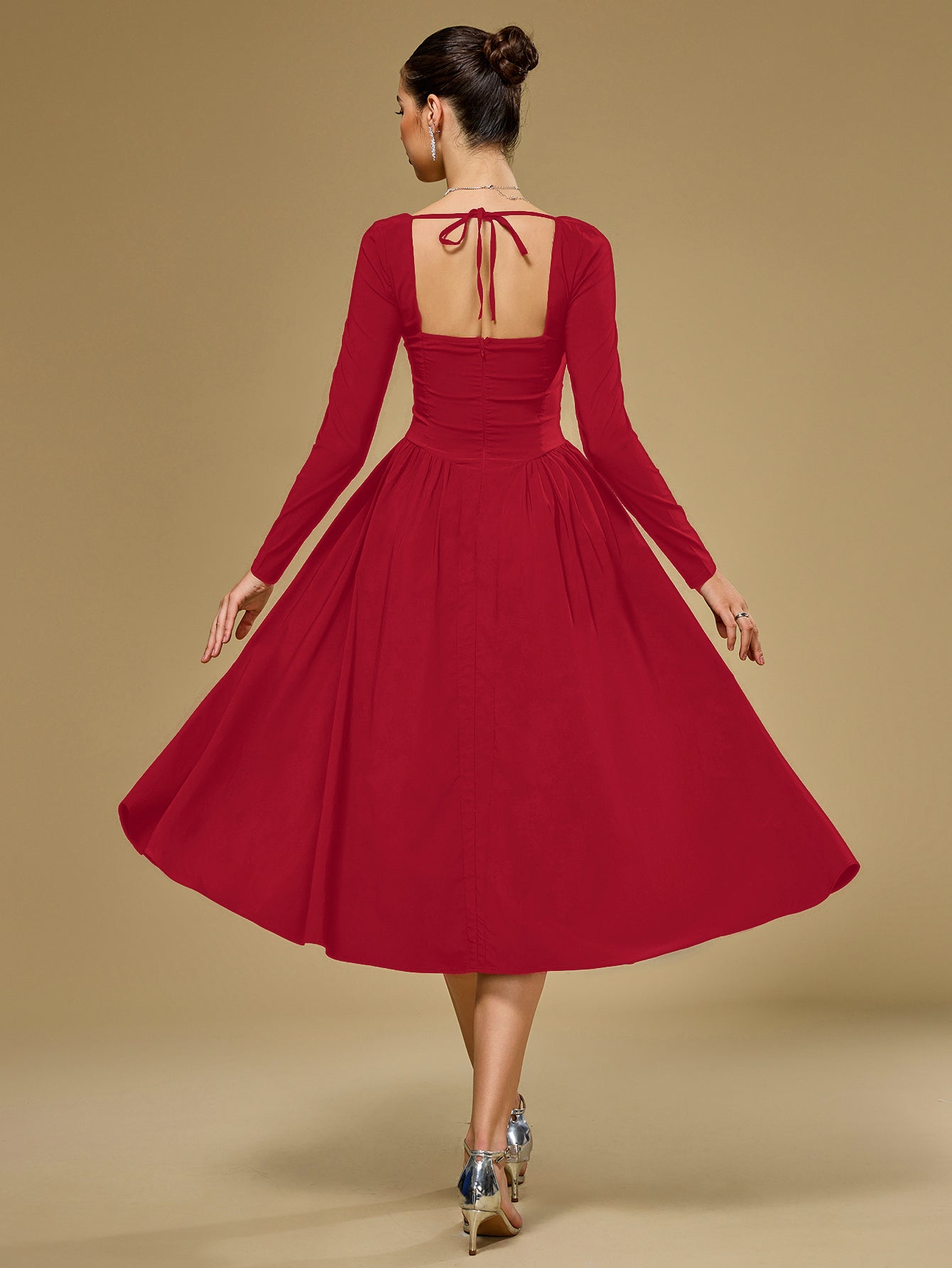 Long Sleeve Tie Back Dress
