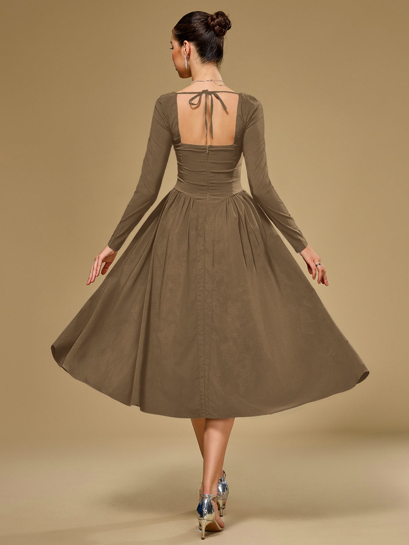 Long Sleeve Tie Back Dress