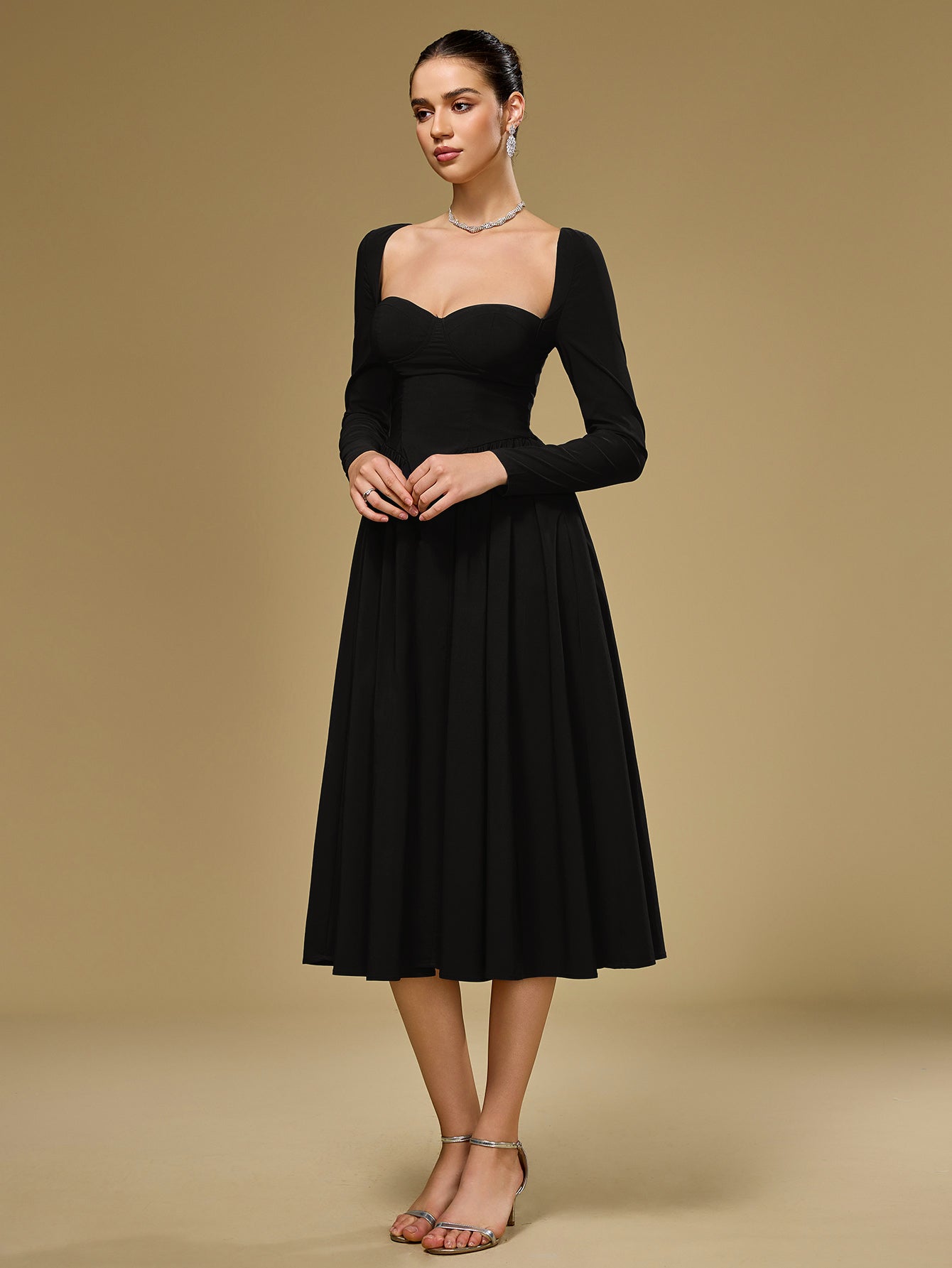 Long Sleeve Tie Back Dress