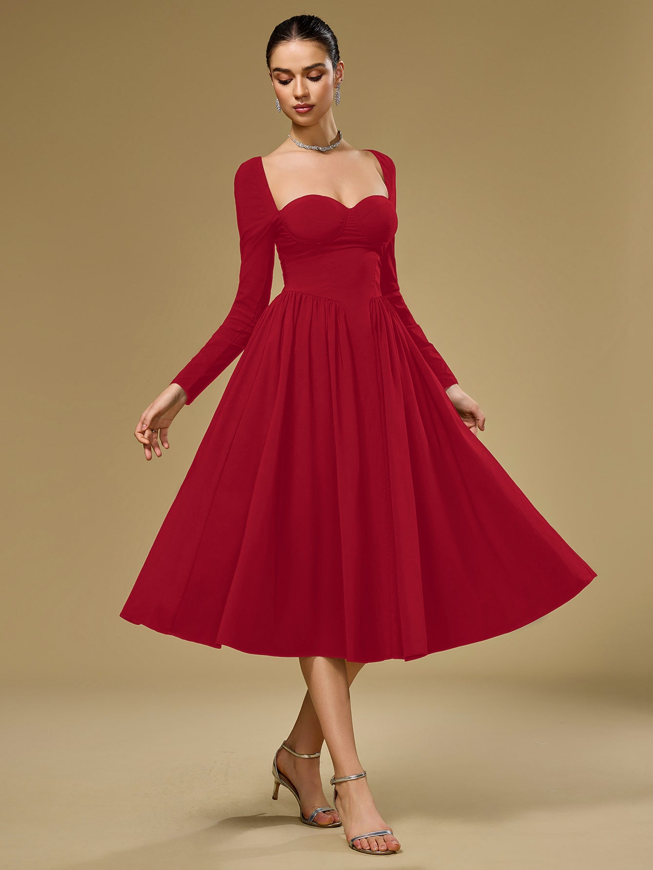 Long Sleeve Tie Back Dress