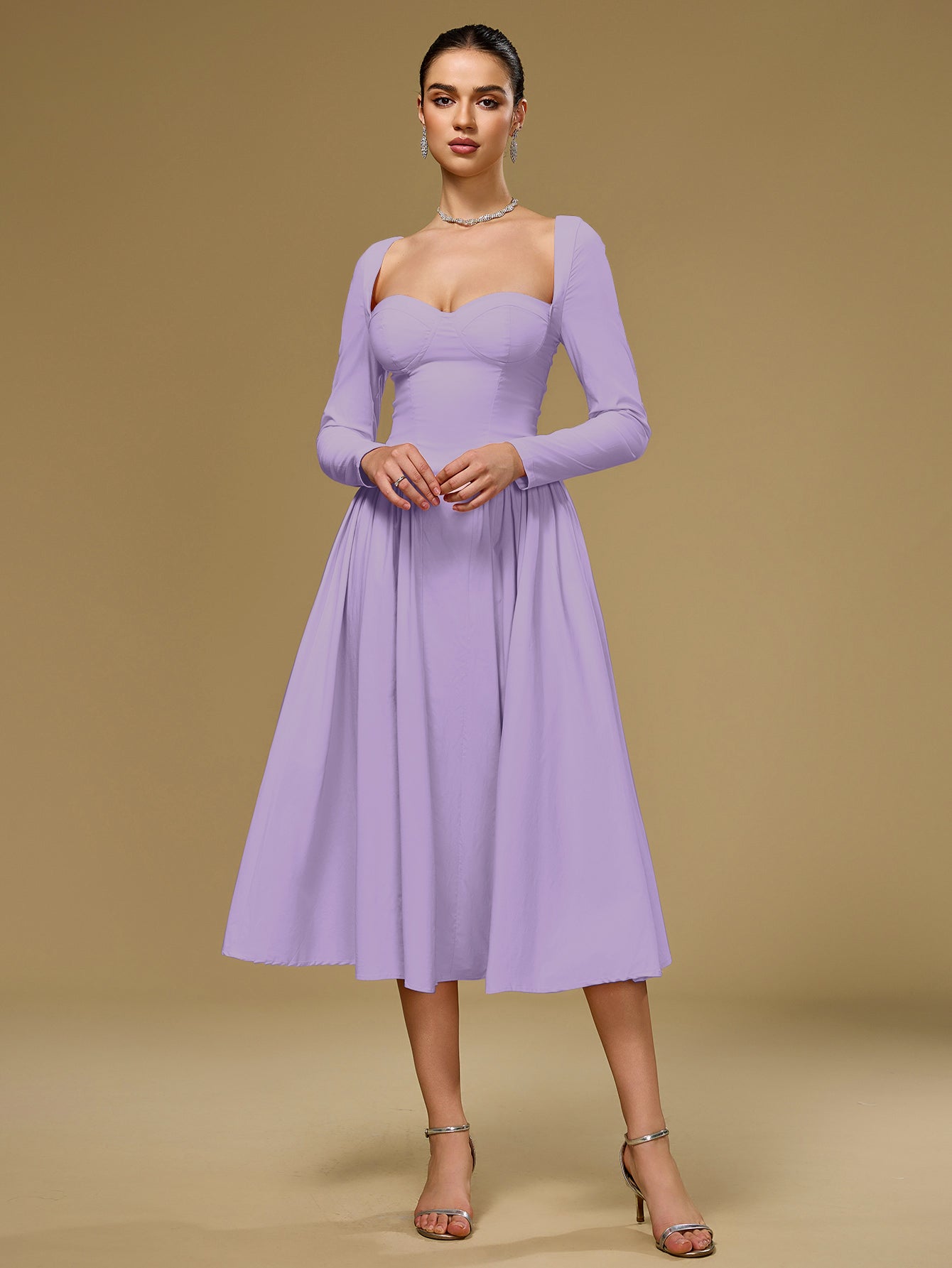Long Sleeve Tie Back Dress