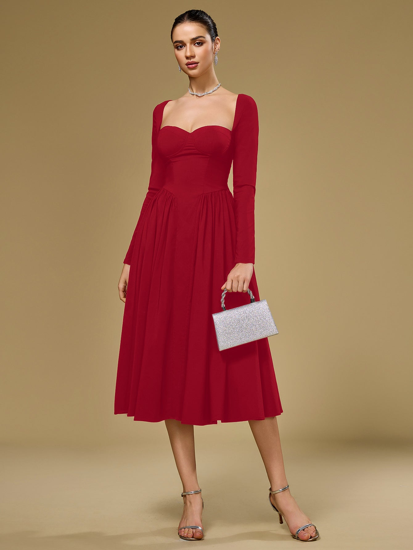Long Sleeve Tie Back Dress