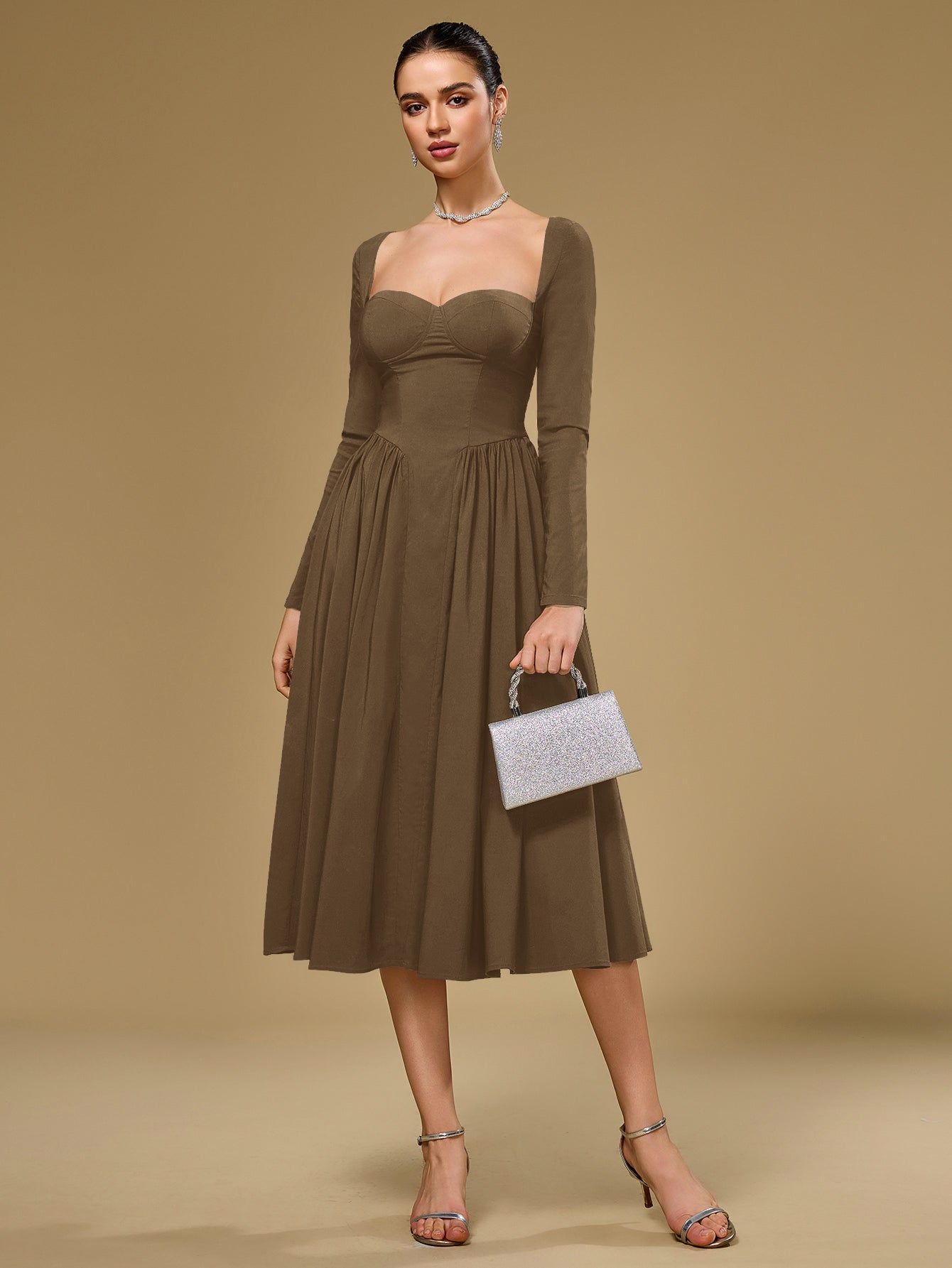 Long Sleeve Tie Back Dress
