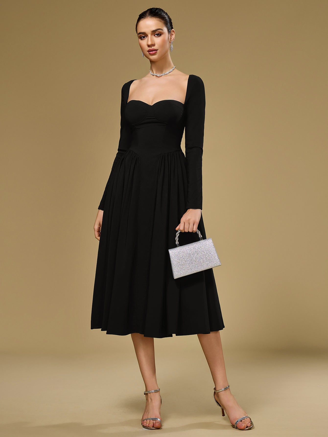 Long Sleeve Tie Back Dress
