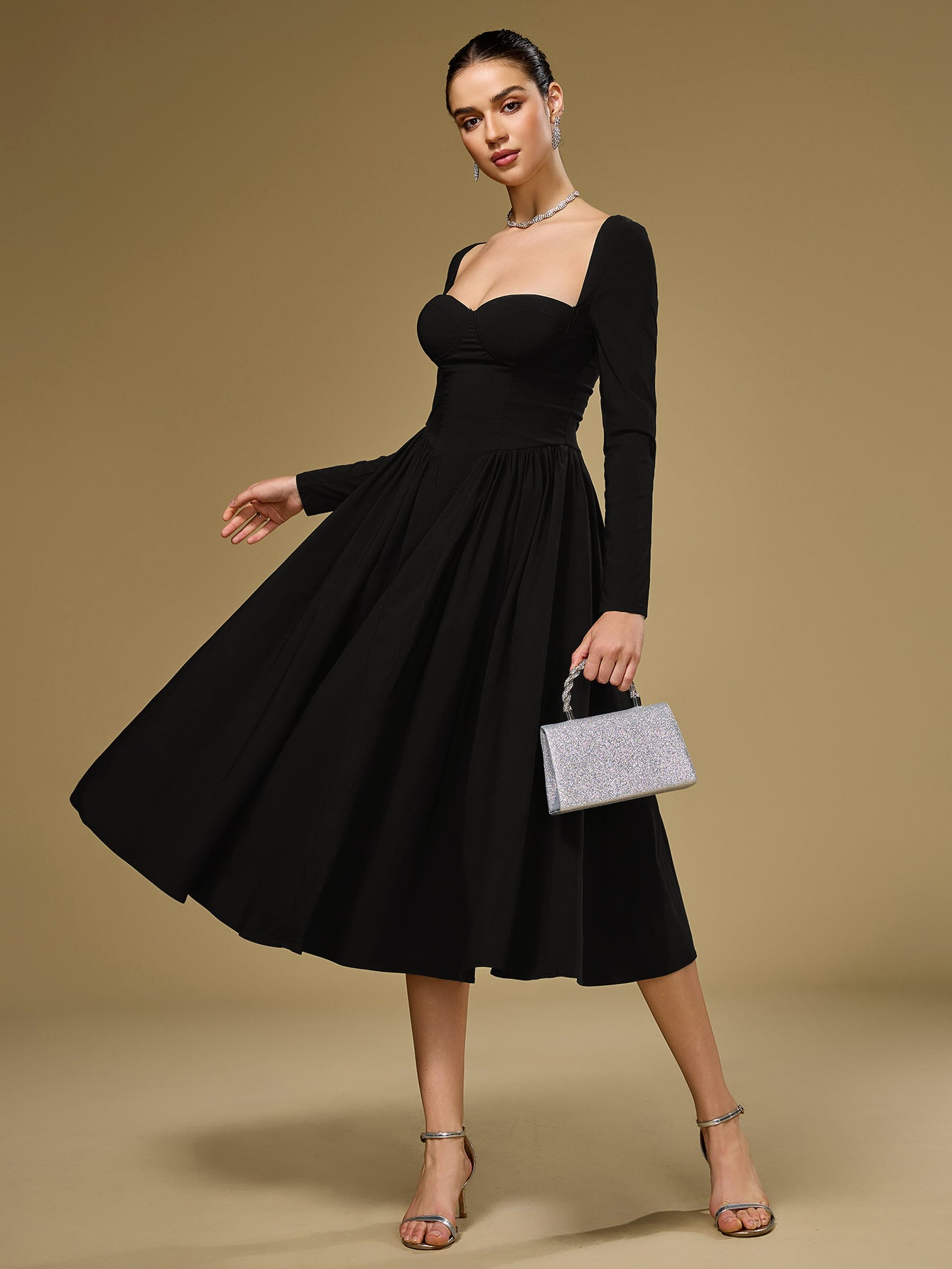 Long Sleeve Tie Back Dress