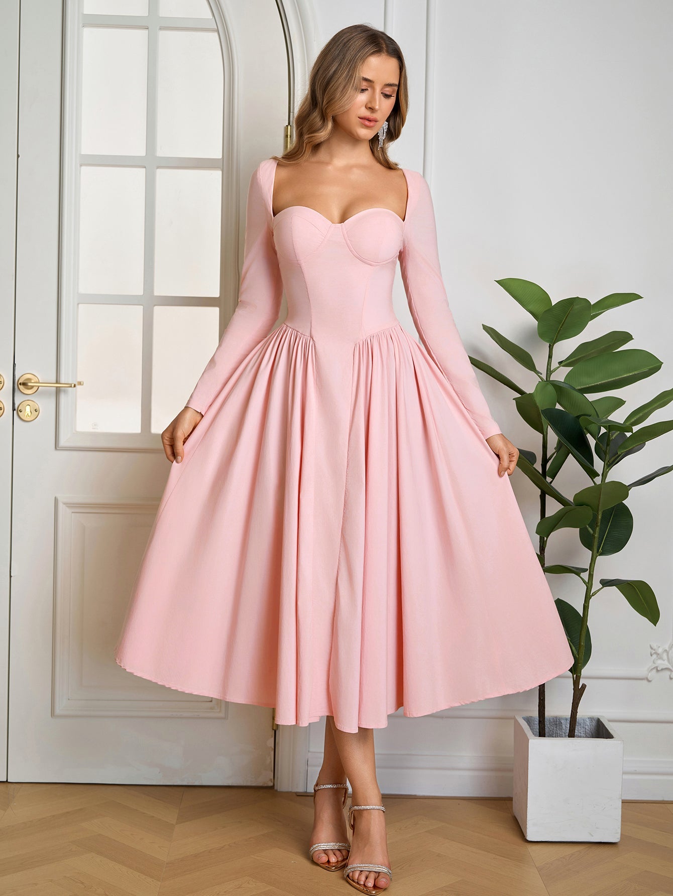 Long Sleeve Tie Back Dress