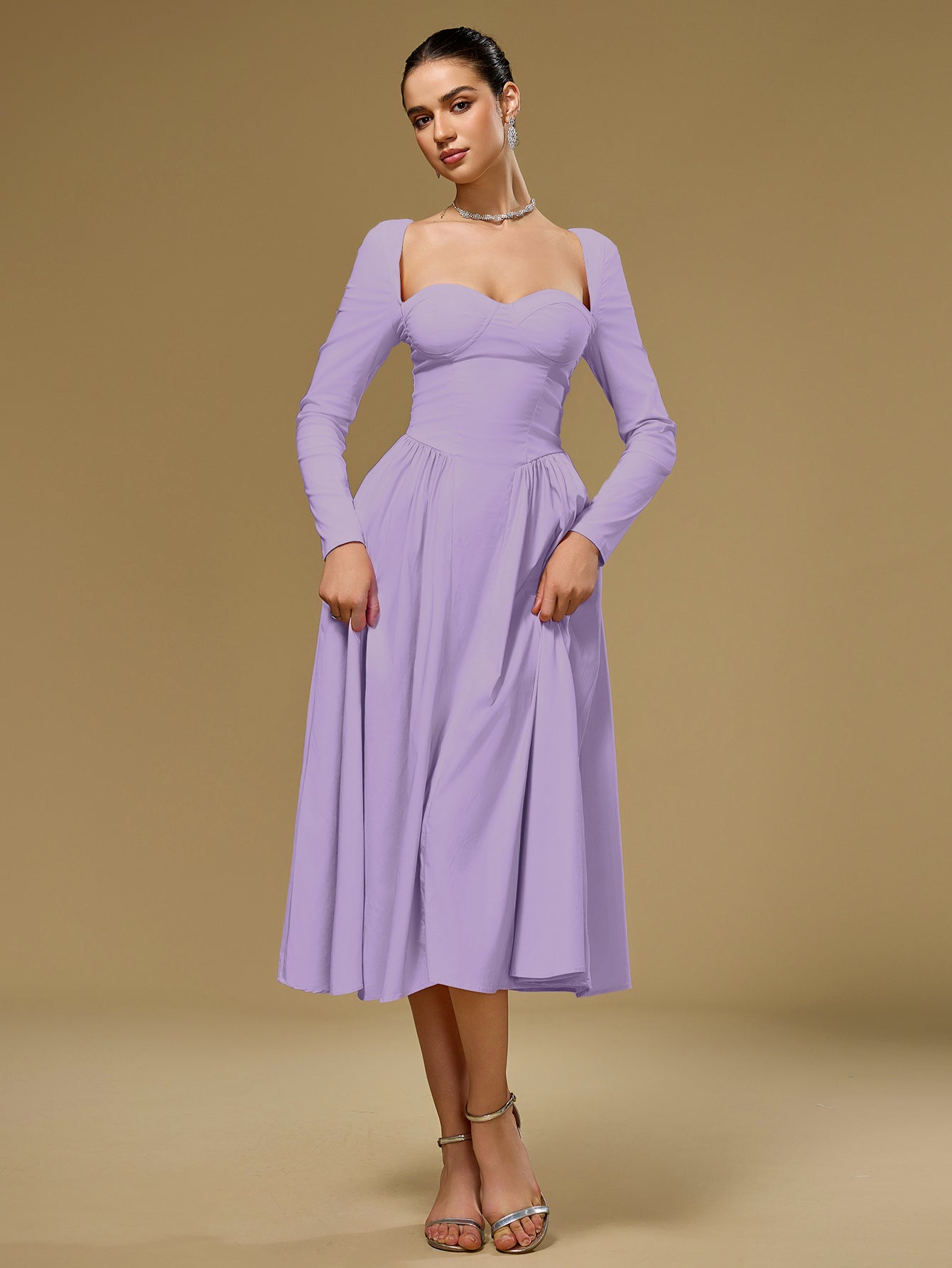 Long Sleeve Tie Back Dress