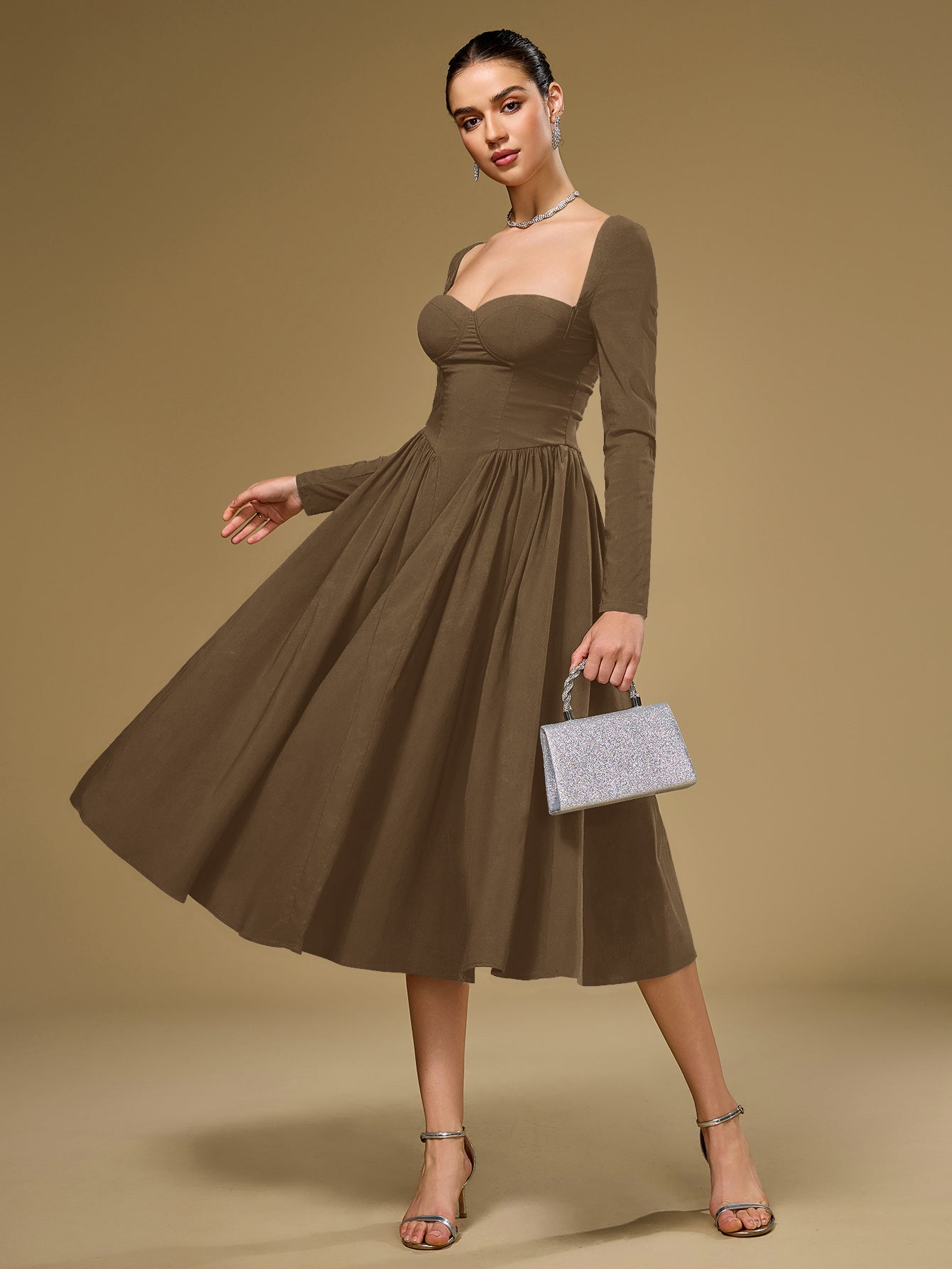 Long Sleeve Tie Back Dress
