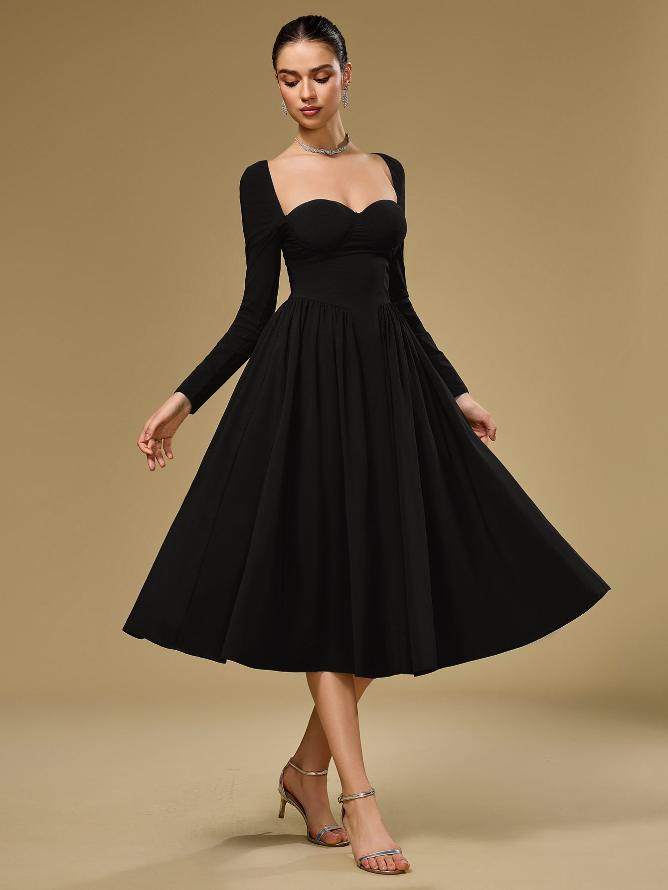 Long Sleeve Tie Back Dress