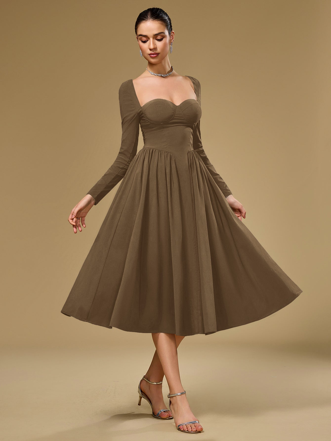 Long Sleeve Tie Back Dress