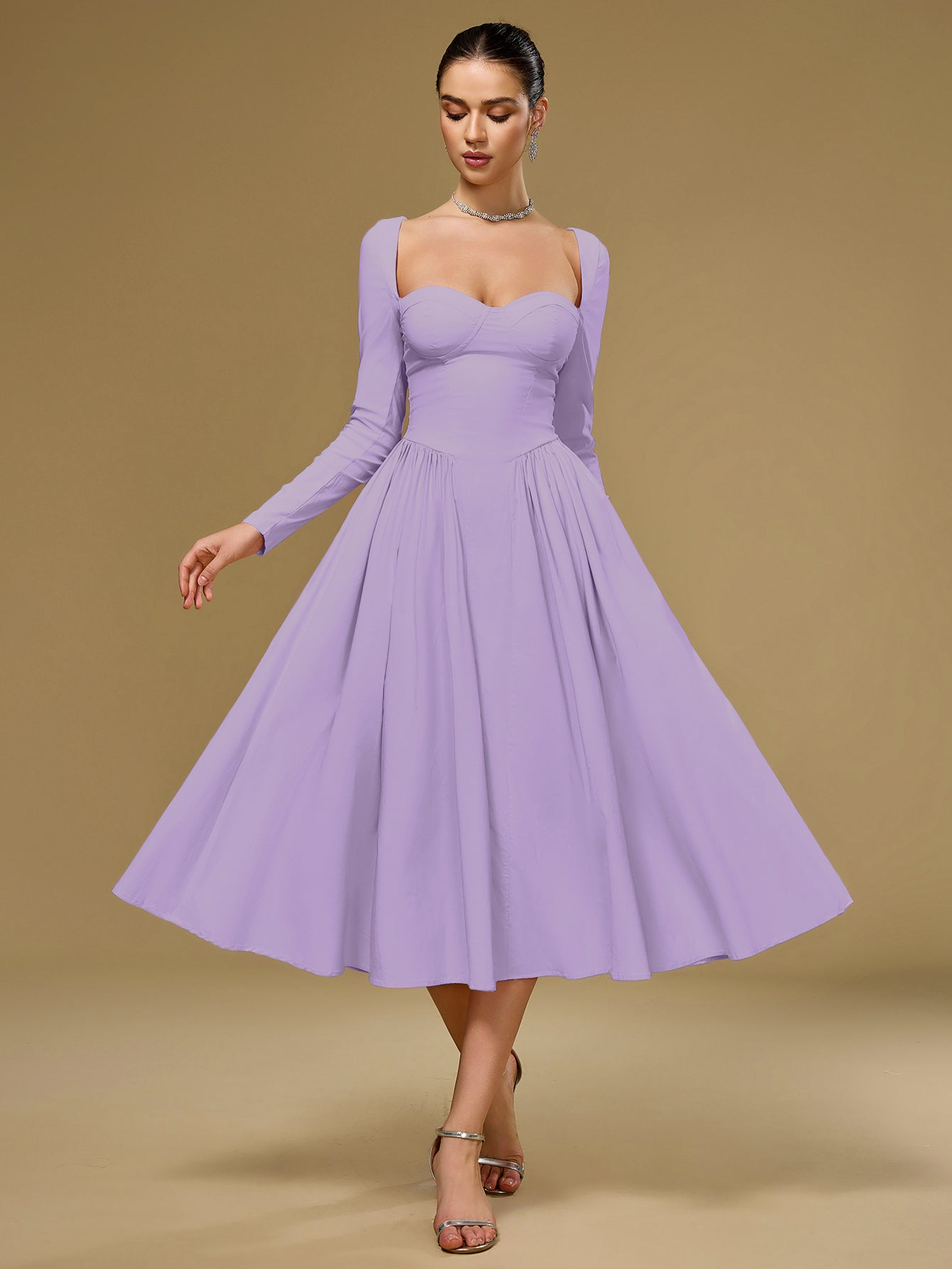 Long Sleeve Tie Back Dress