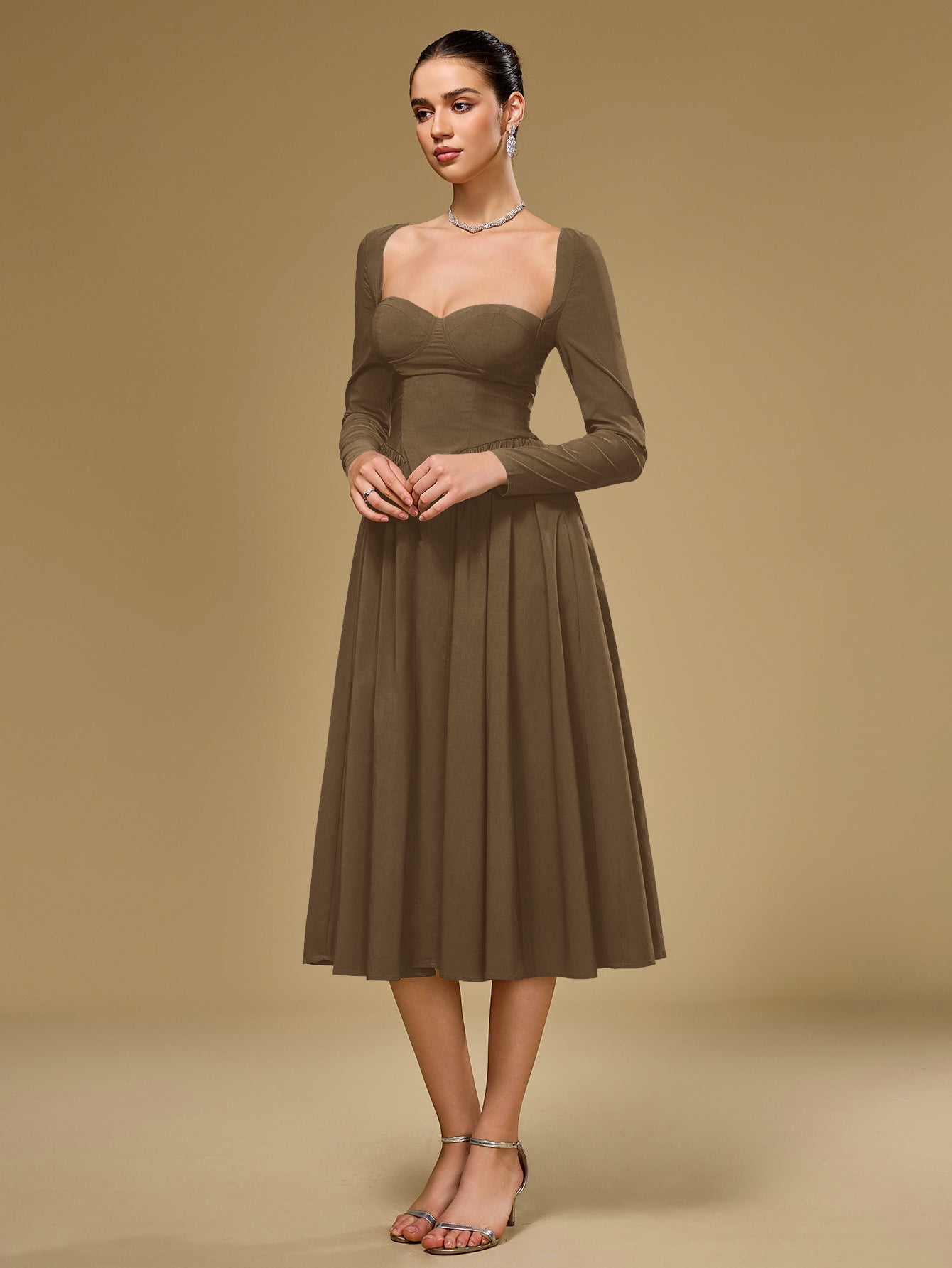 Long Sleeve Tie Back Dress