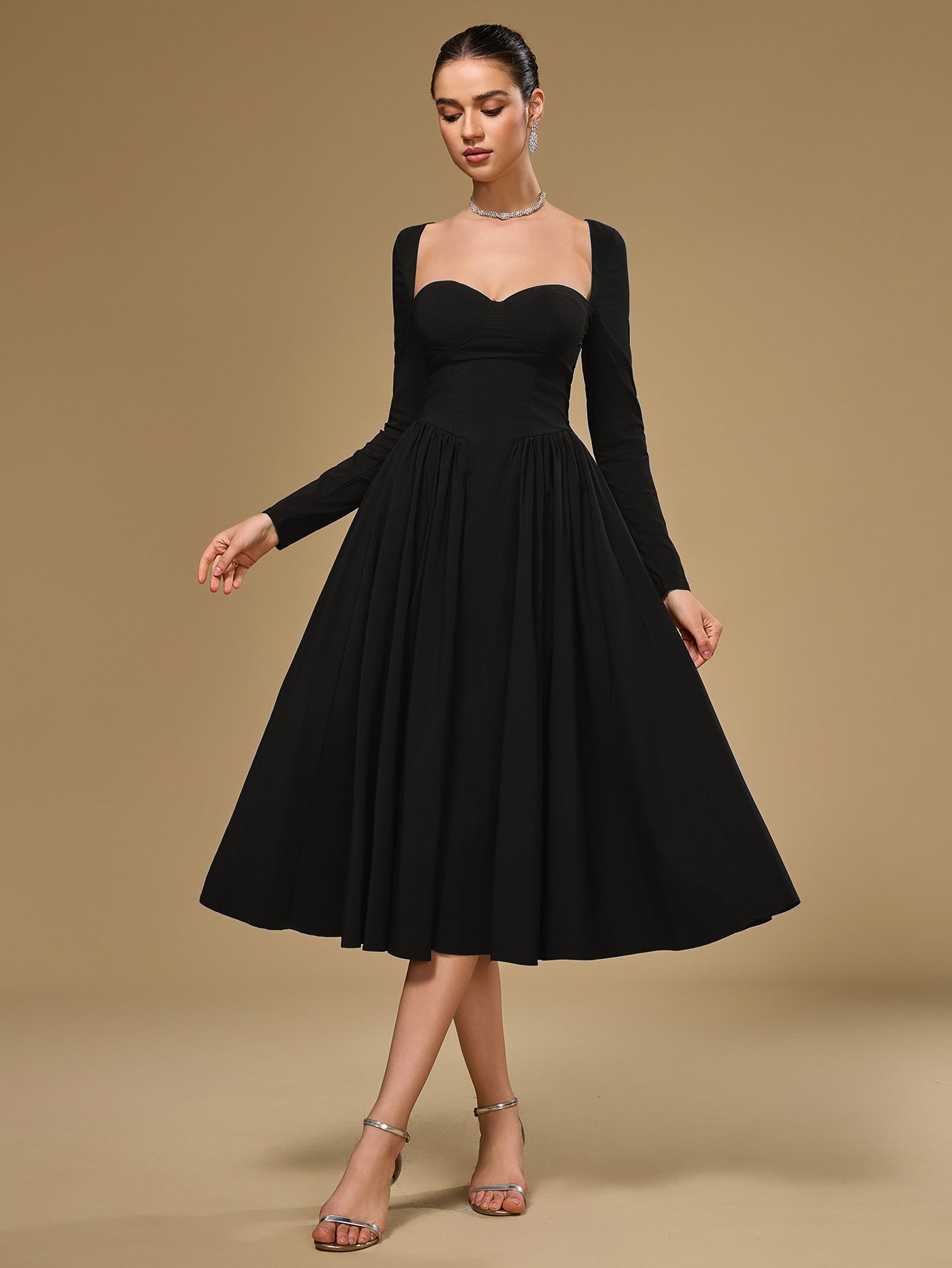 Long Sleeve Tie Back Dress