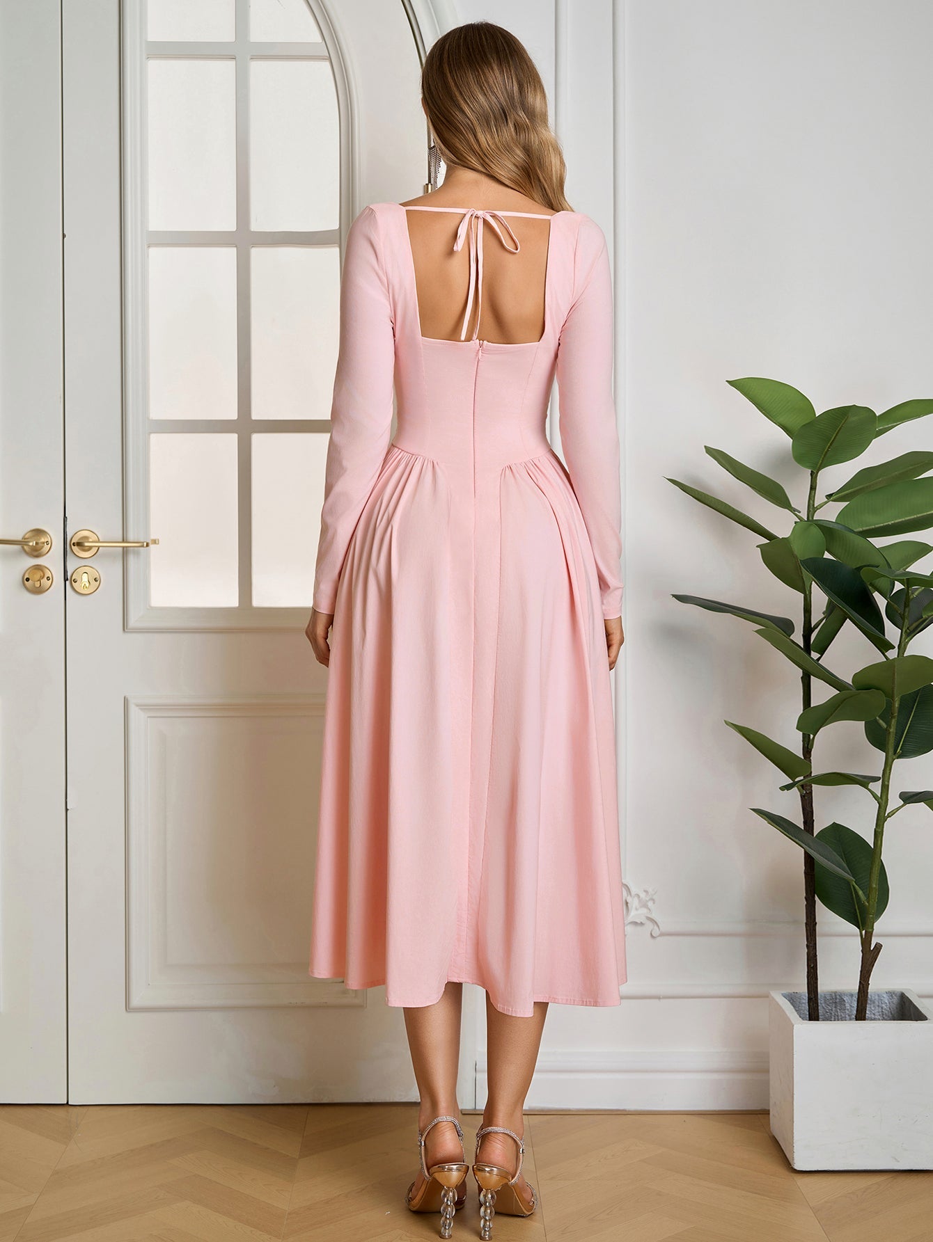 Long Sleeve Tie Back Dress