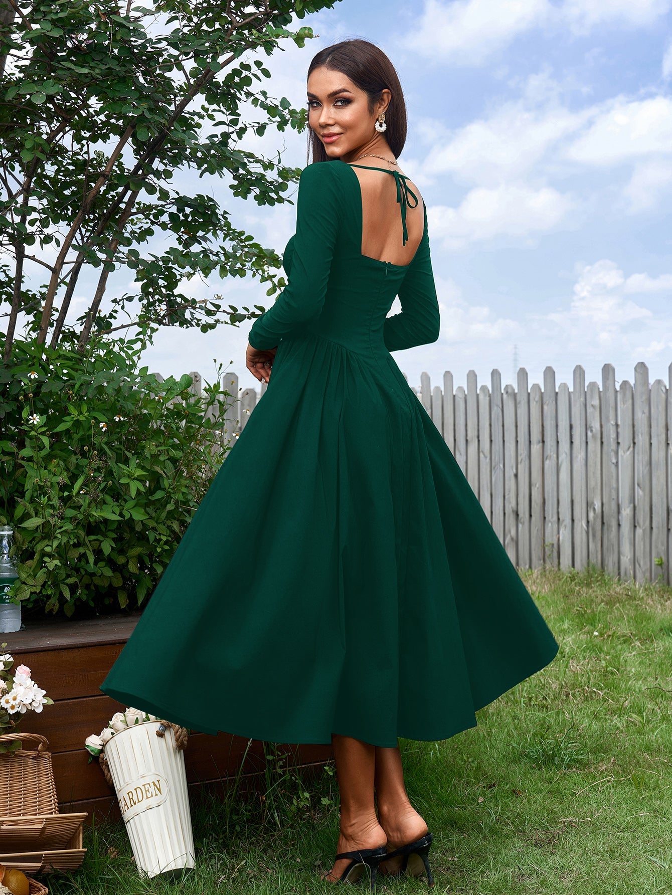 Long Sleeve Tie Back Dress