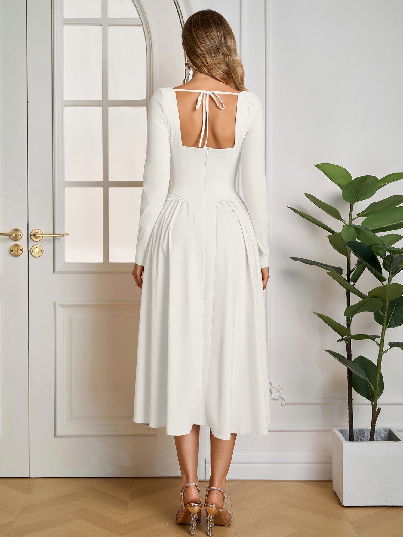 Long Sleeve Tie Back Dress