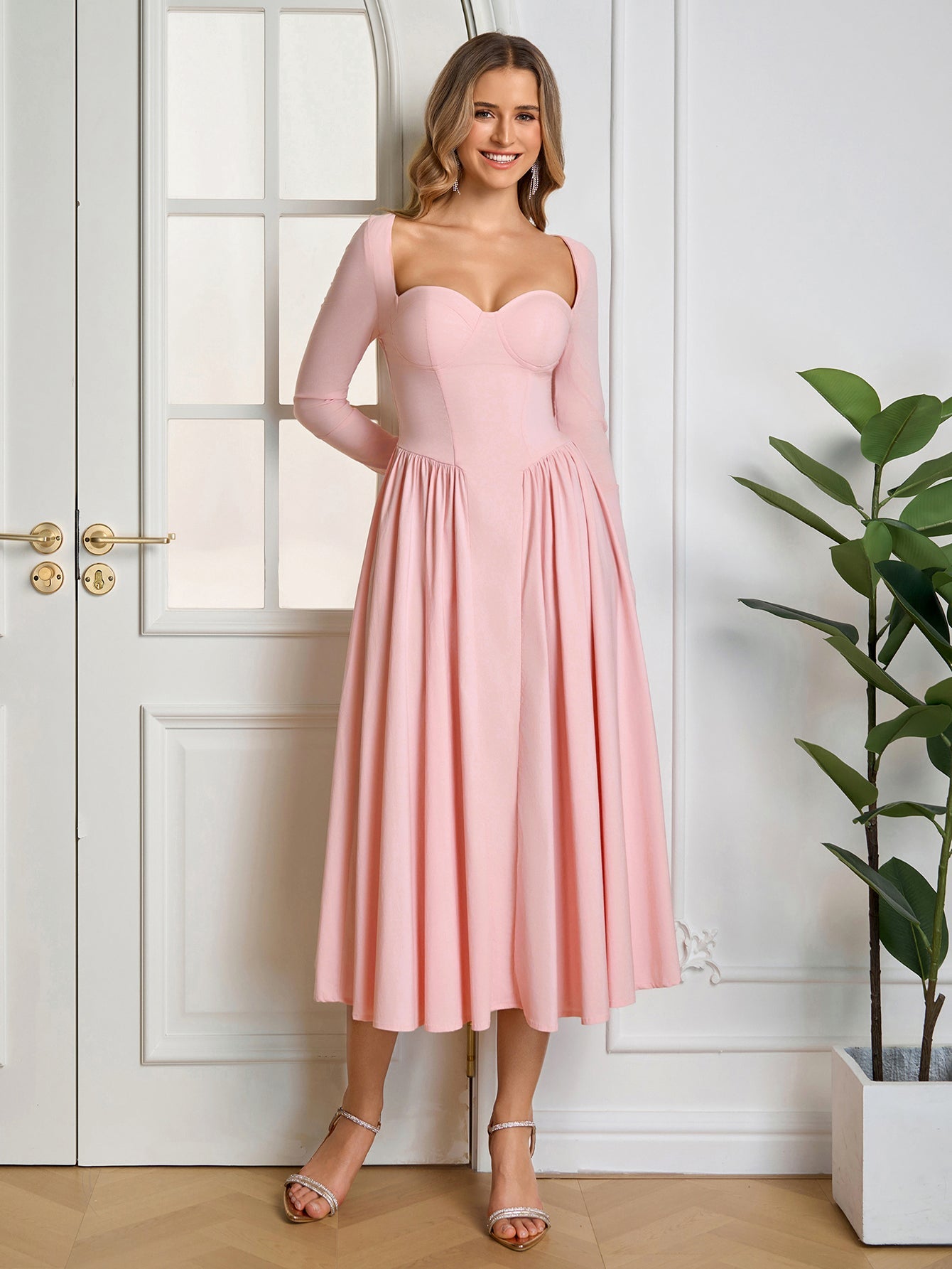 Long Sleeve Tie Back Dress