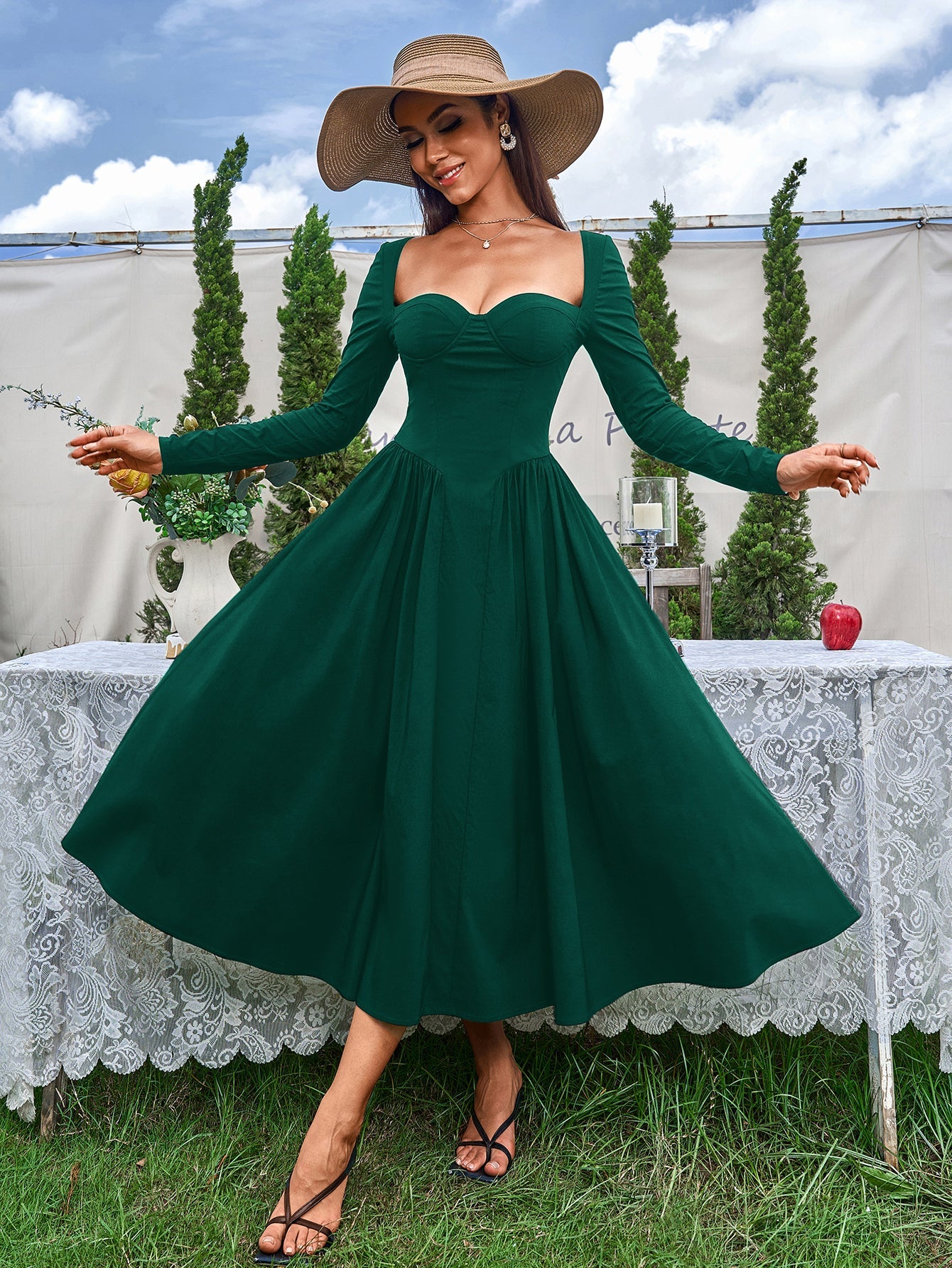 Long Sleeve Tie Back Dress