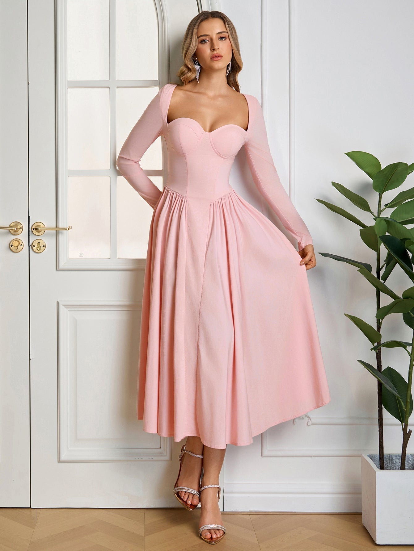 Long Sleeve Tie Back Dress