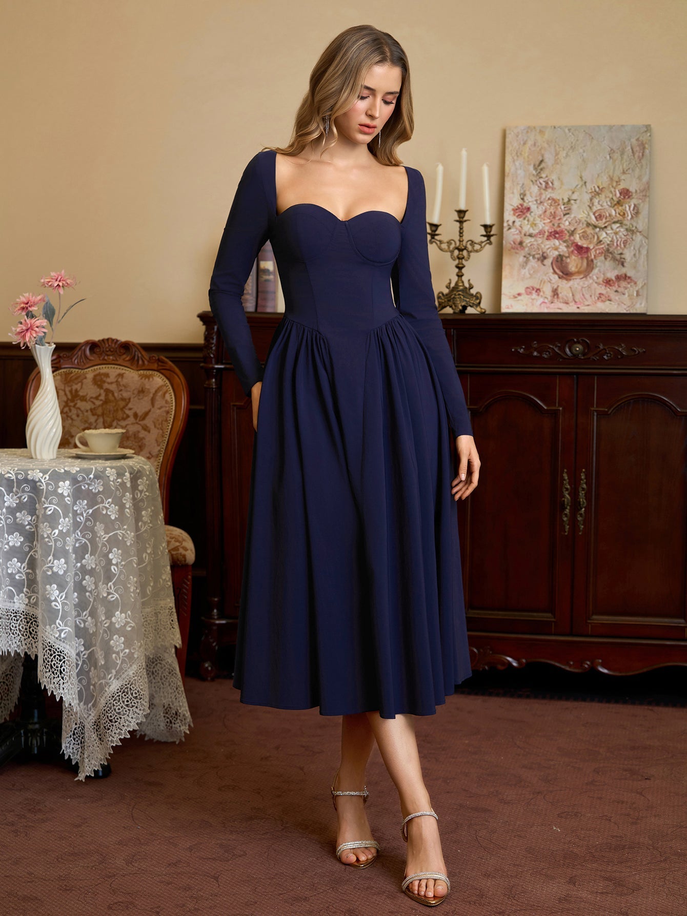 Long Sleeve Tie Back Dress