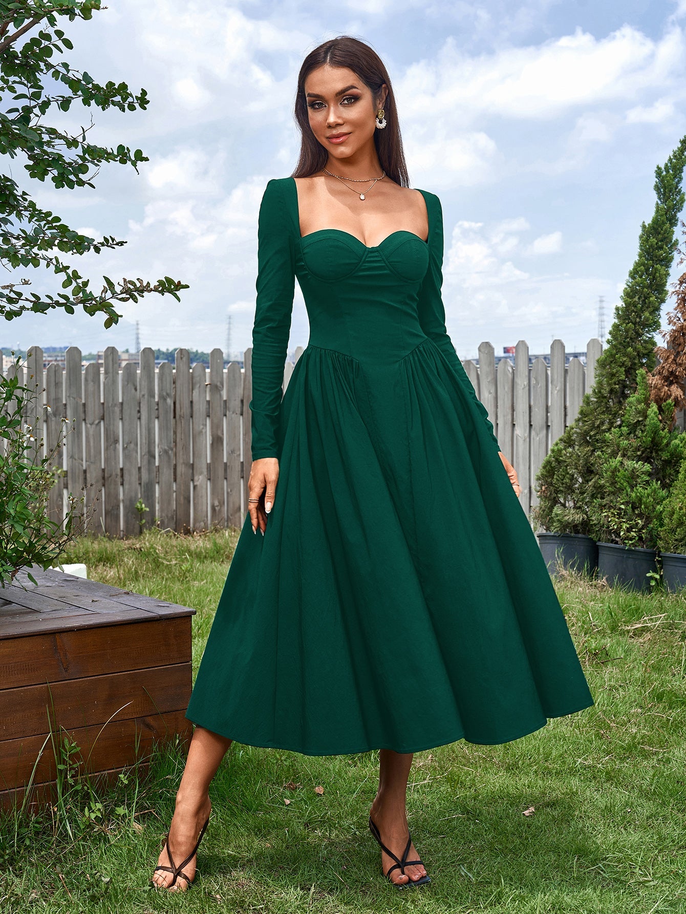 Long Sleeve Tie Back Dress