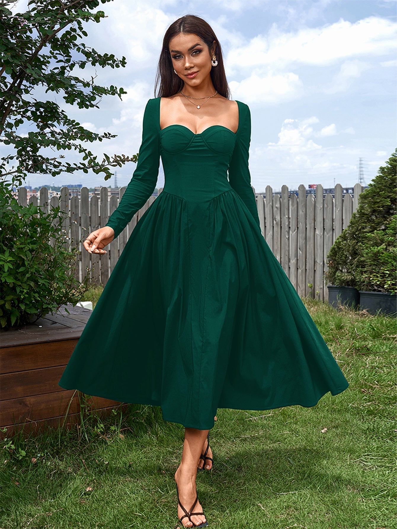 Long Sleeve Tie Back Dress
