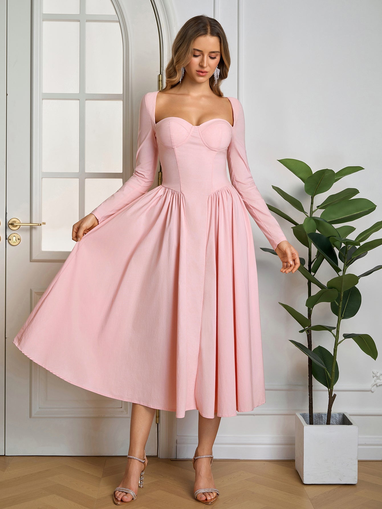 Long Sleeve Tie Back Dress