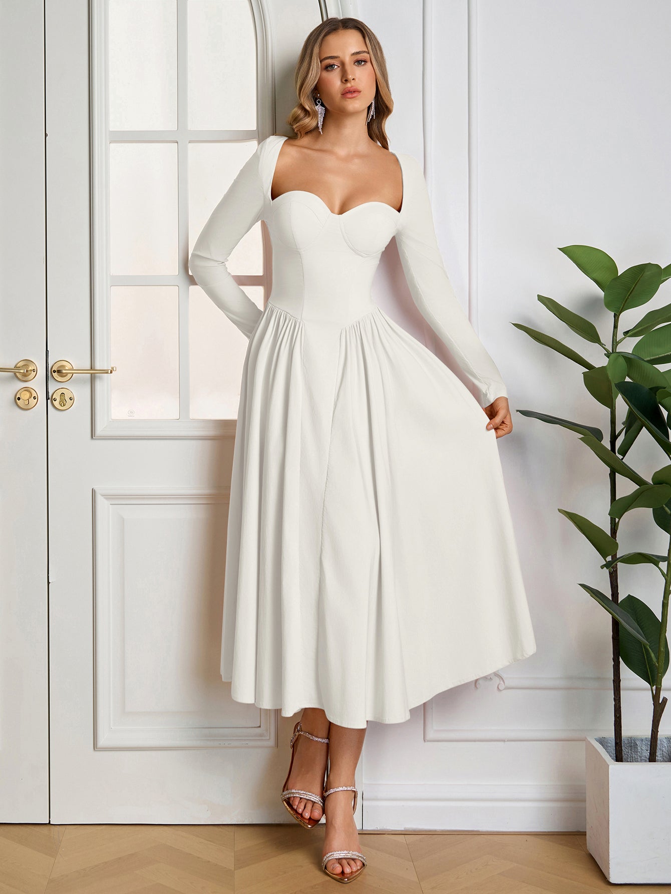 Long Sleeve Tie Back Dress