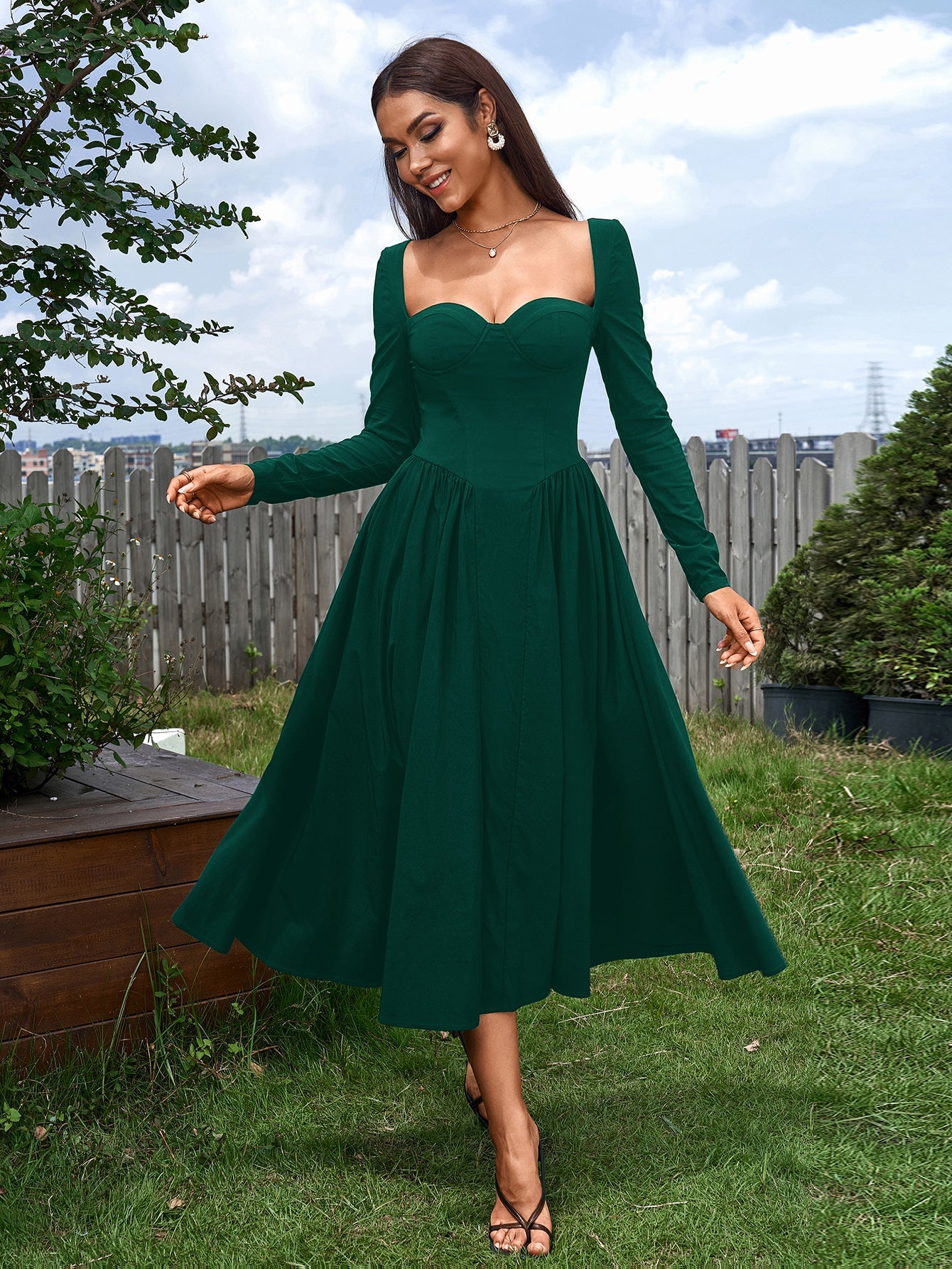 Long Sleeve Tie Back Dress