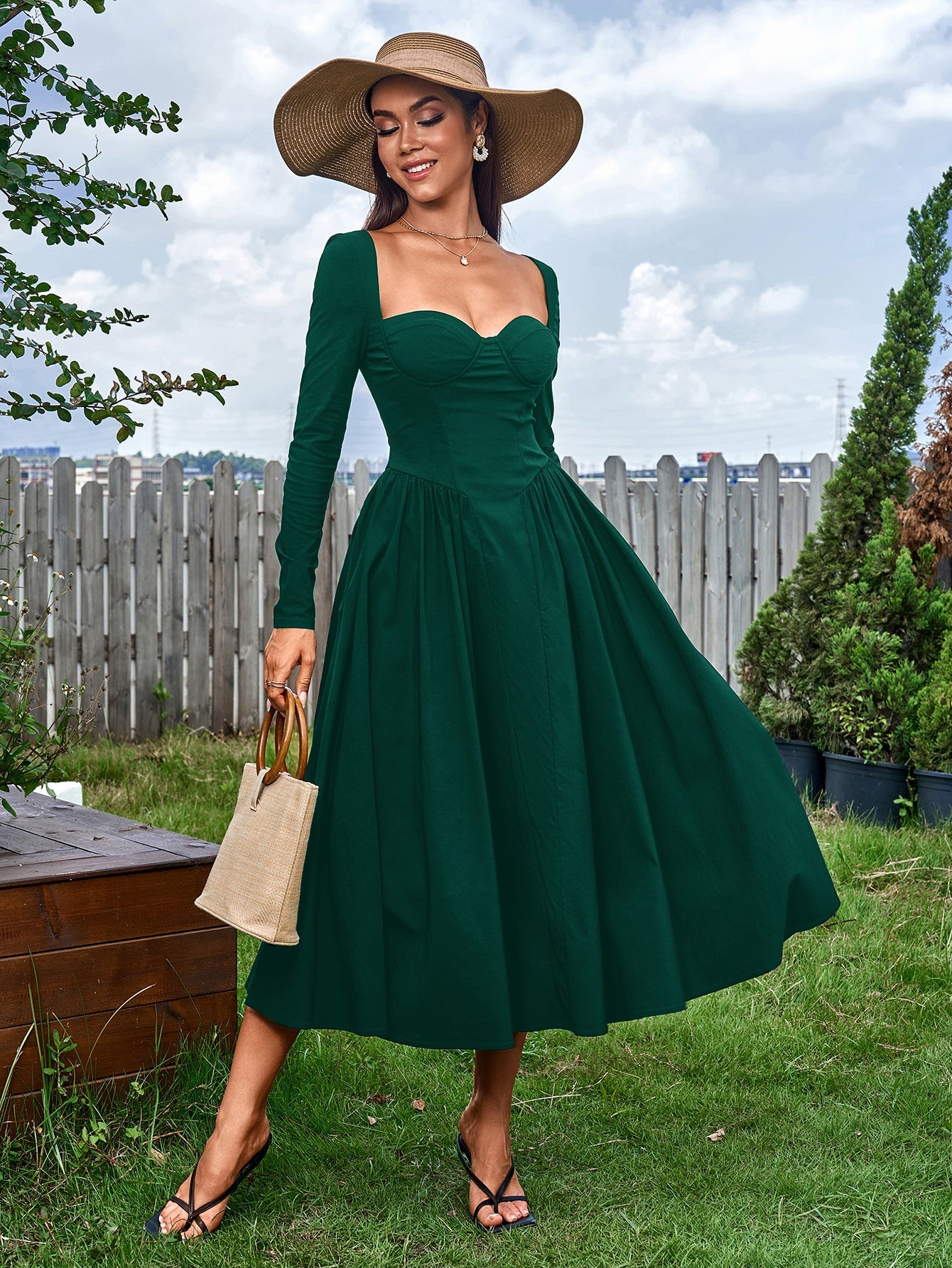 Long Sleeve Tie Back Dress
