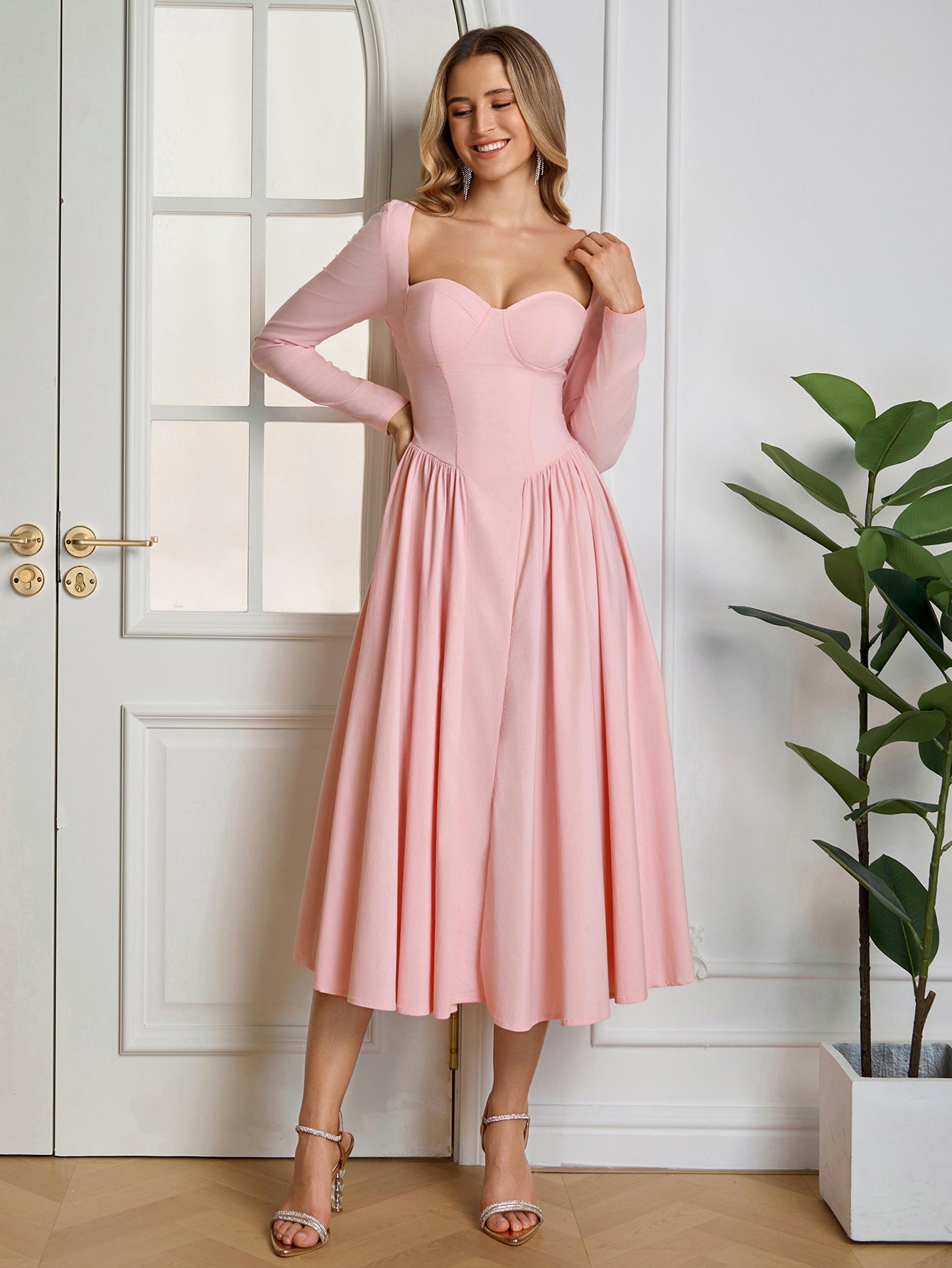 Long Sleeve Tie Back Dress