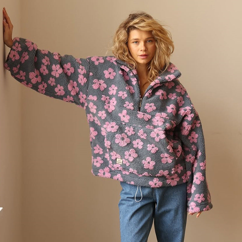 Leo Melbourne™ | Warm Fleece Sweater with Floral Print