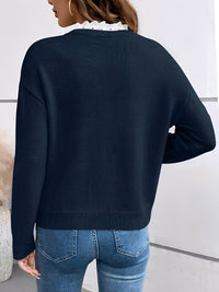 Céline | Chic Knitted Sweater with Elegant Lace Collar
