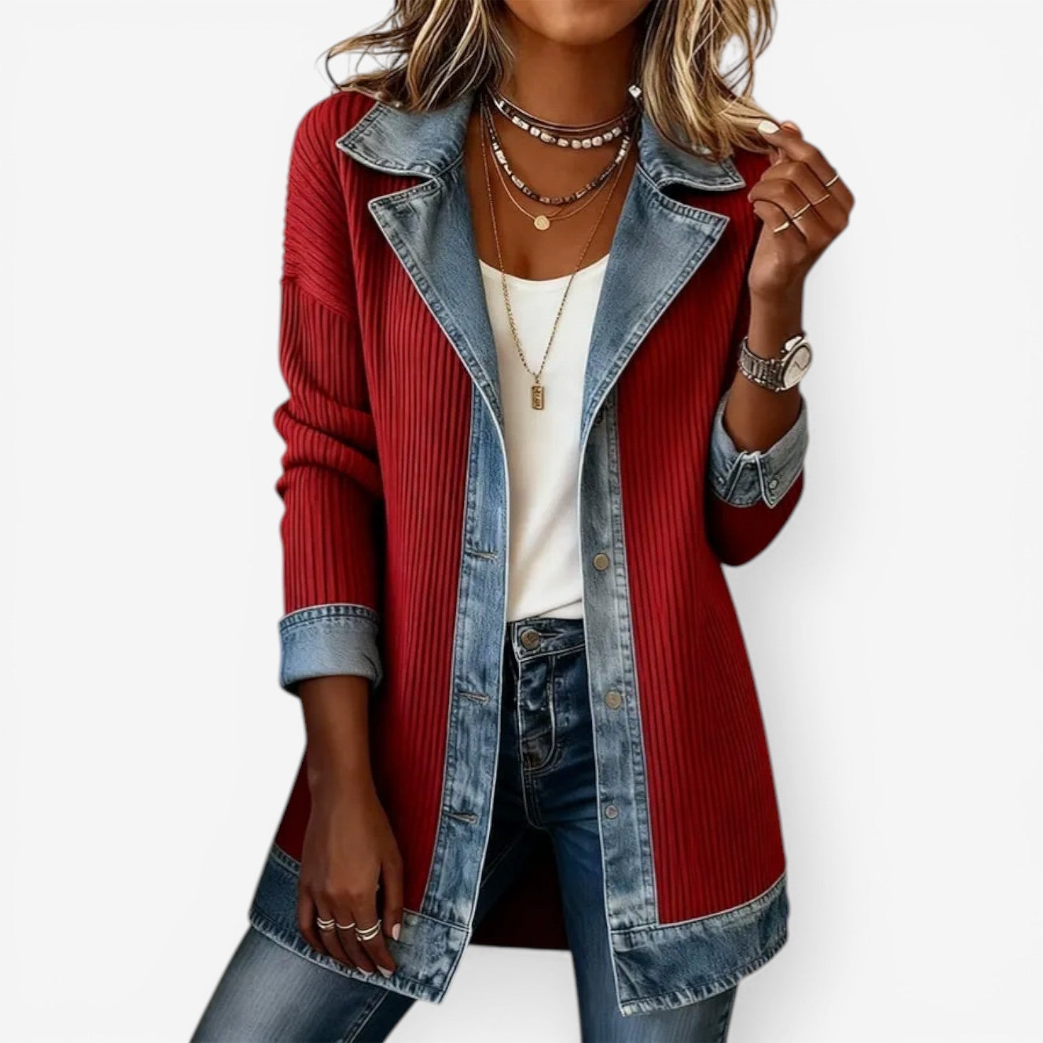 Emilia™ | Mixed Media Layered Jacket
